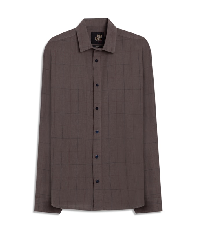 Camisa Linho Blend  Axdrez Carlos Ml Castor