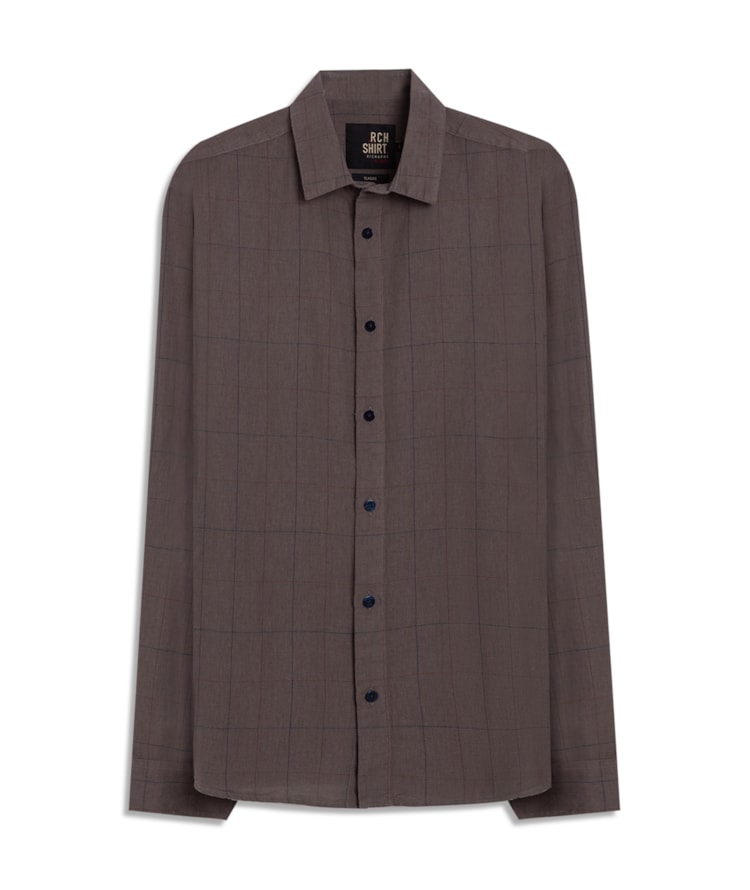 Camisa Linho Blend  Axdrez Carlos Ml Castor