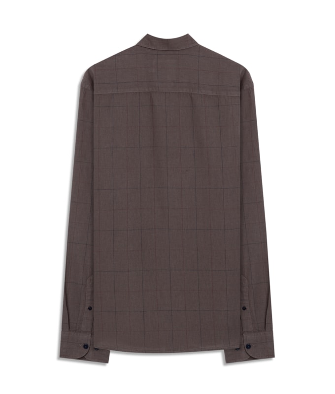 Camisa Linho Blend  Axdrez Carlos Ml Castor