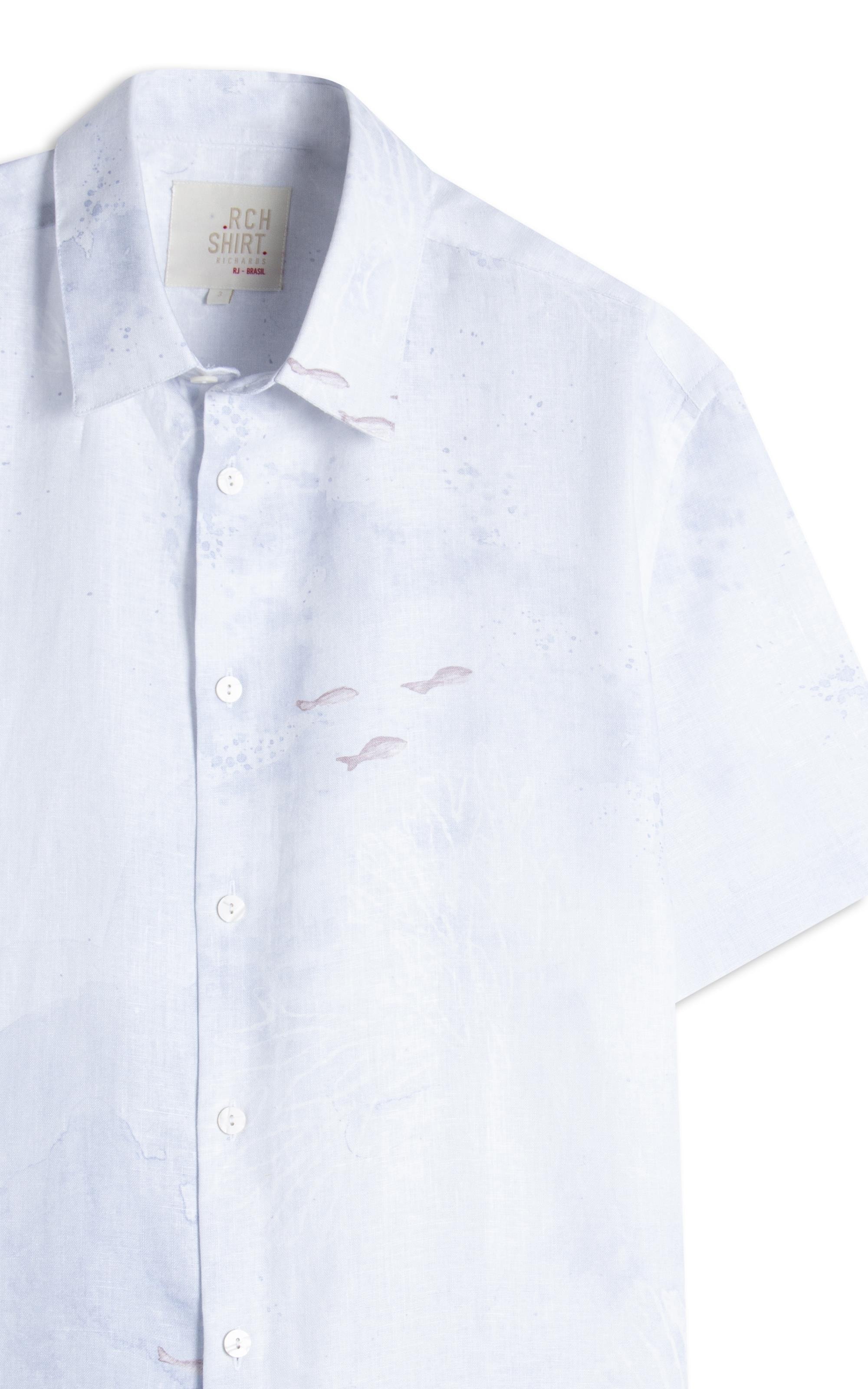 Camisa Linho Blend Deep Ocean Azul Pervante