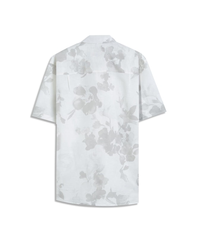 Camisa Linho Blend Estampada Water Color Sandy