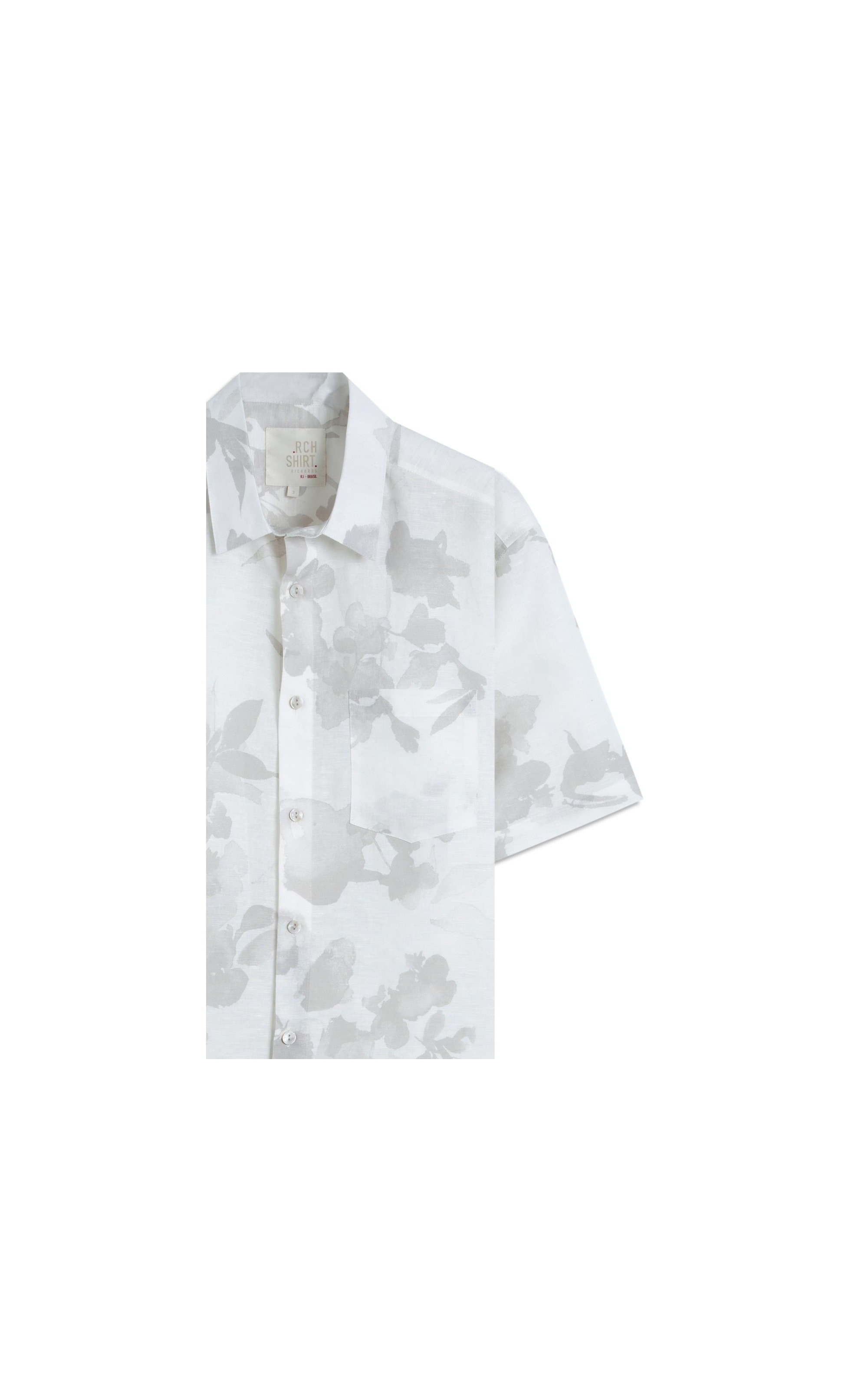 Camisa Linho Blend Estampada Water Color Sandy