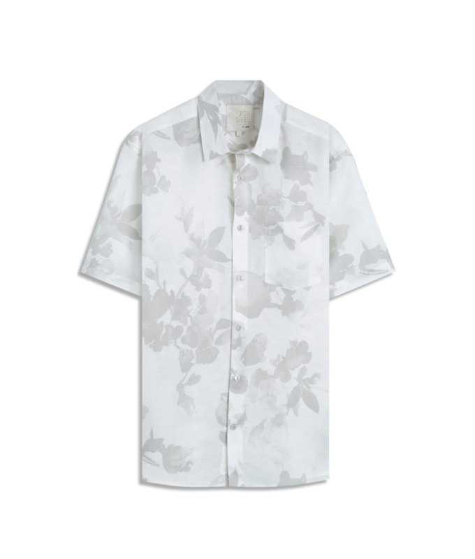 Camisa Linho Blend Estampada Water Color Sandy