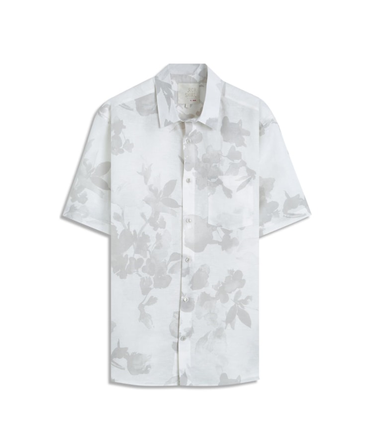 Camisa Linho Blend Estampada Water Color Sandy