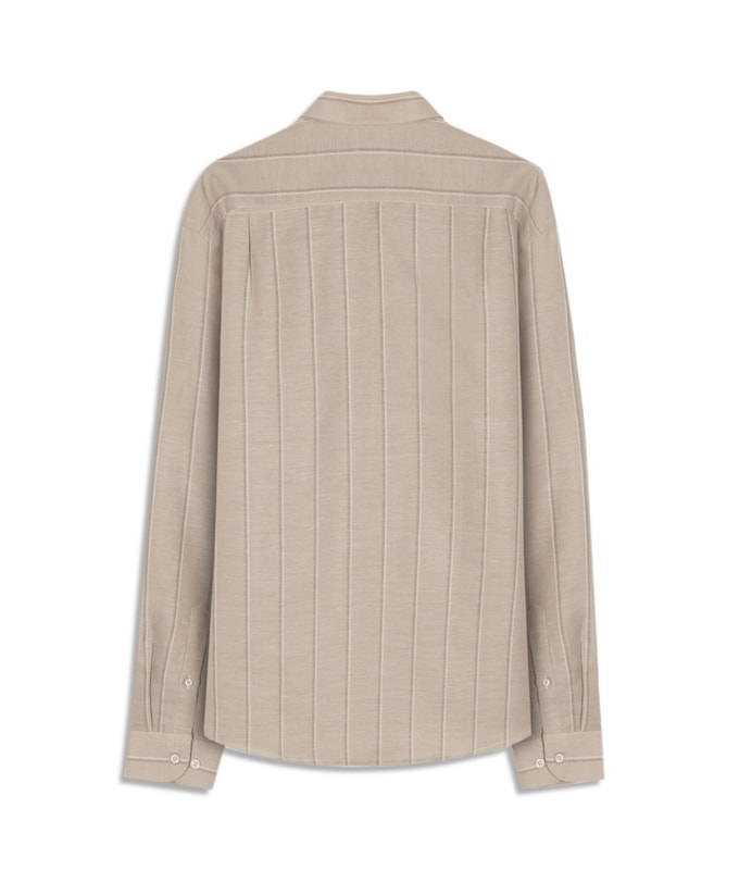 Camisa Linho Blend  Listrado Altair Ml Caqui