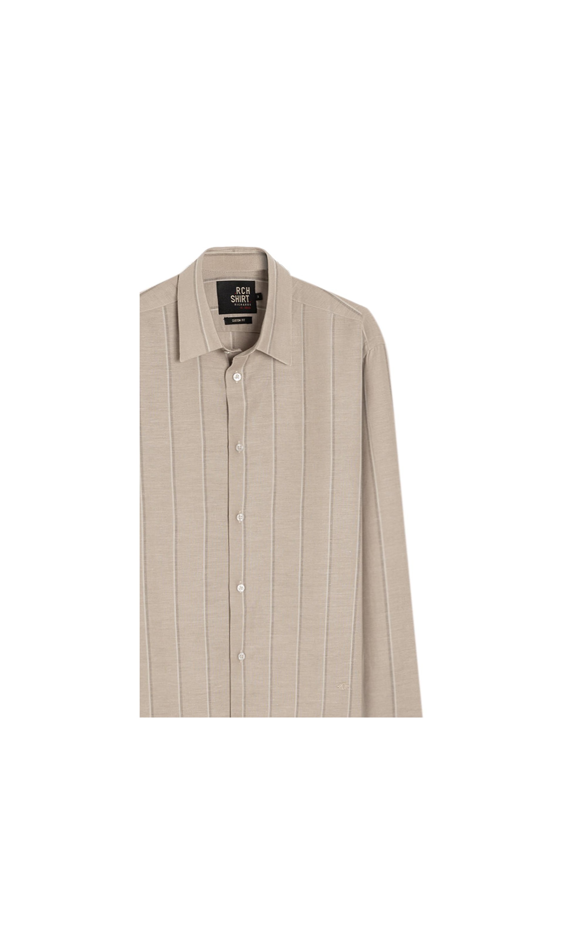 Camisa Linho Blend  Listrado Altair Ml Caqui