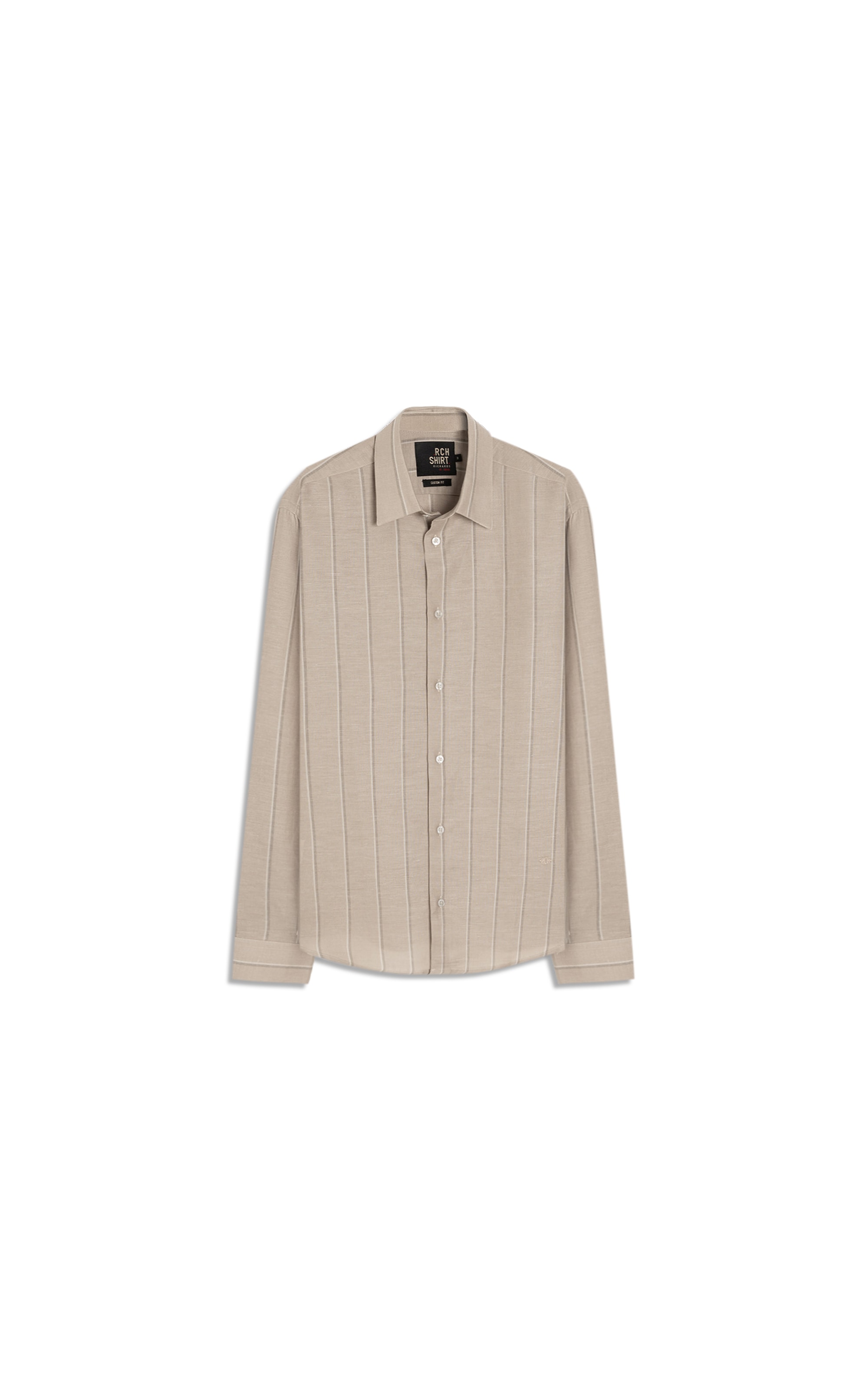 Camisa Linho Blend  Listrado Altair Ml Caqui