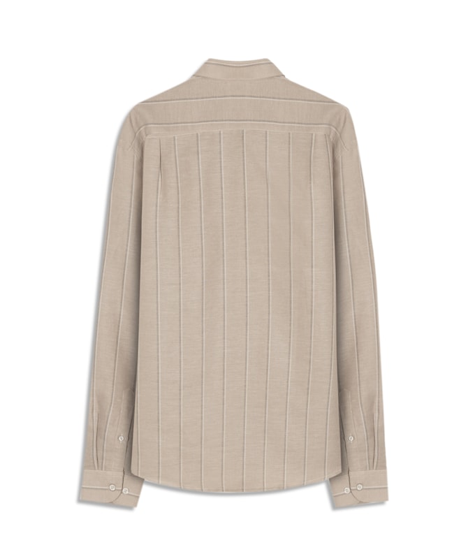 Camisa Linho Blend  Listrado Altair Ml Caqui