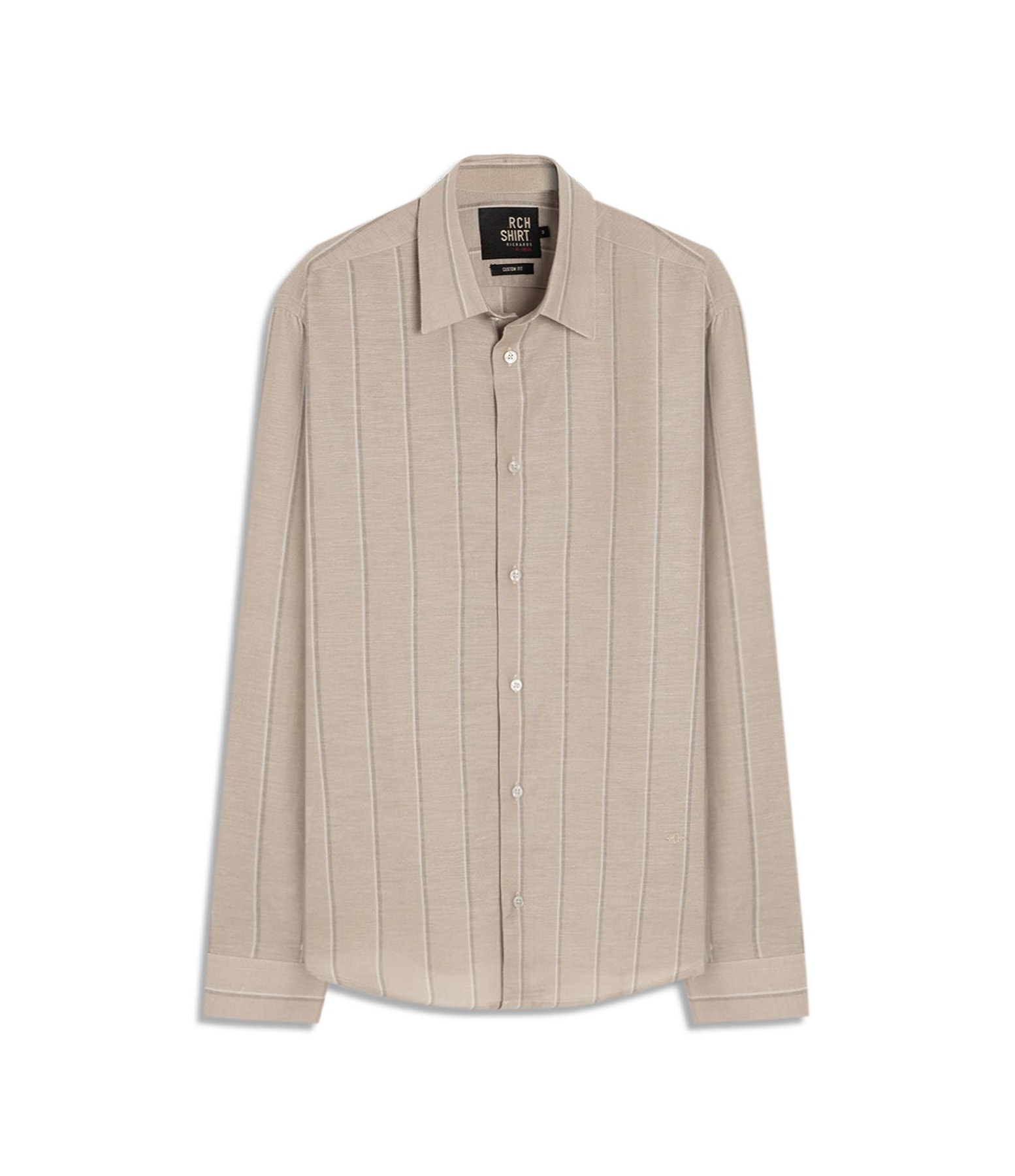 Camisa Linho Blend  Listrado Altair Ml Caqui