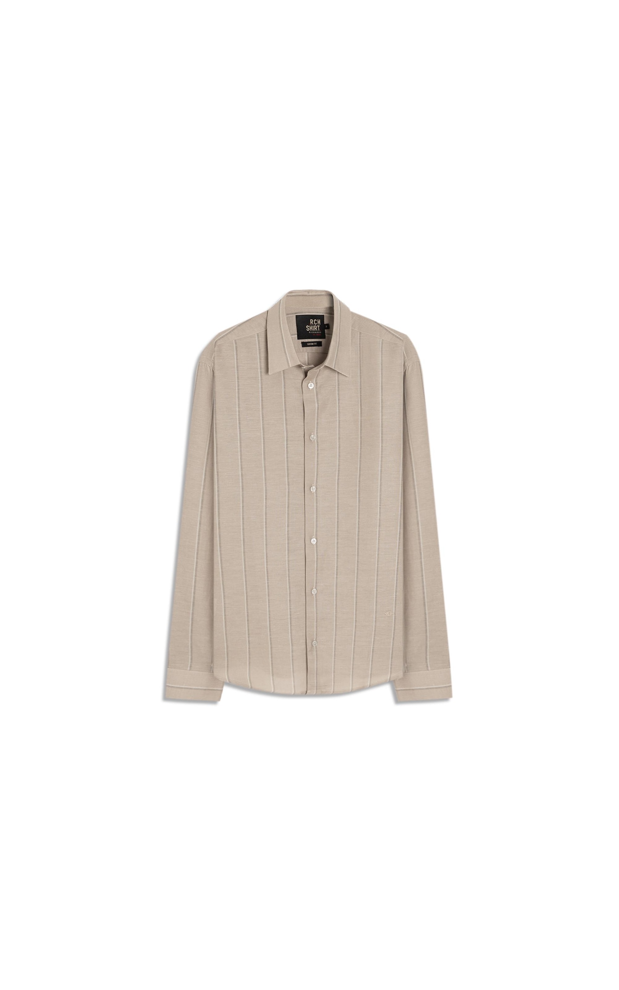 Camisa Linho Blend  Listrado Altair Ml Caqui