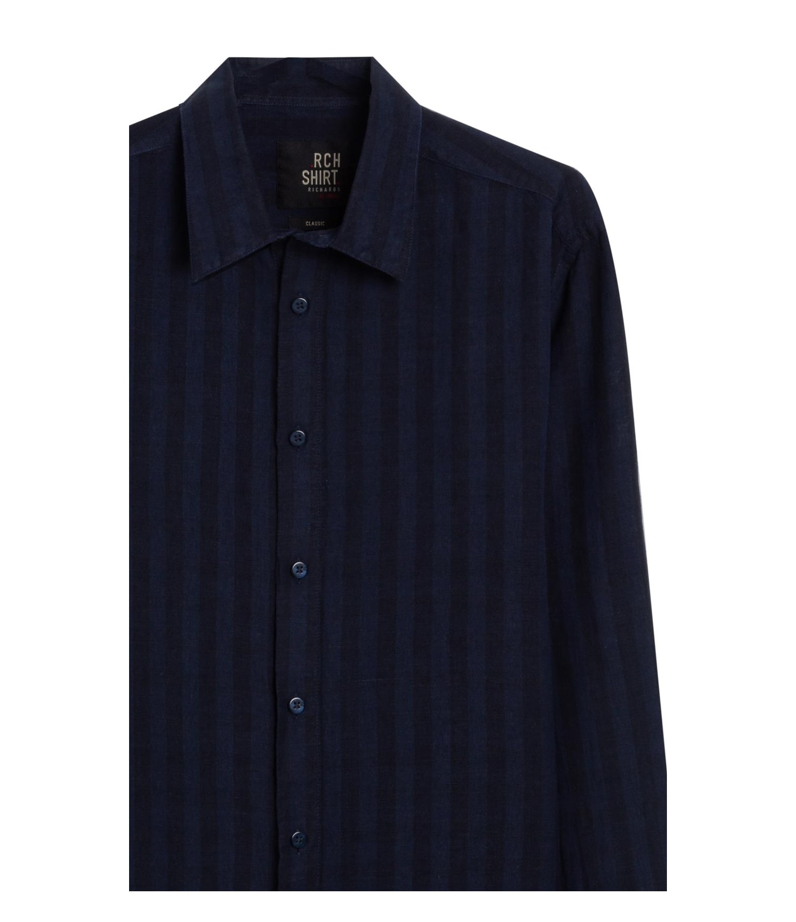 Camisa Linho Blend Listrado Clodoaldo Ml Dark Navy
