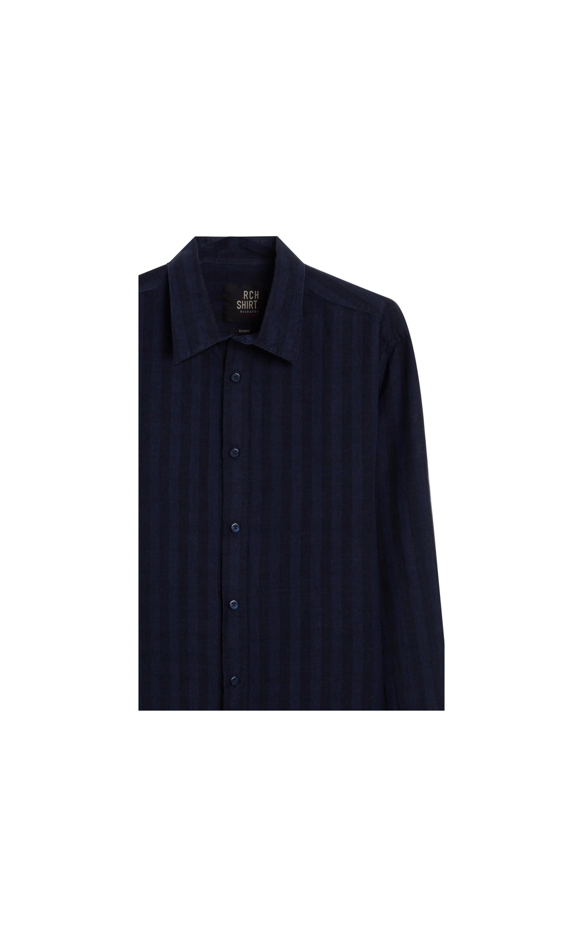 Camisa Linho Blend Listrado Clodoaldo Ml Dark Navy