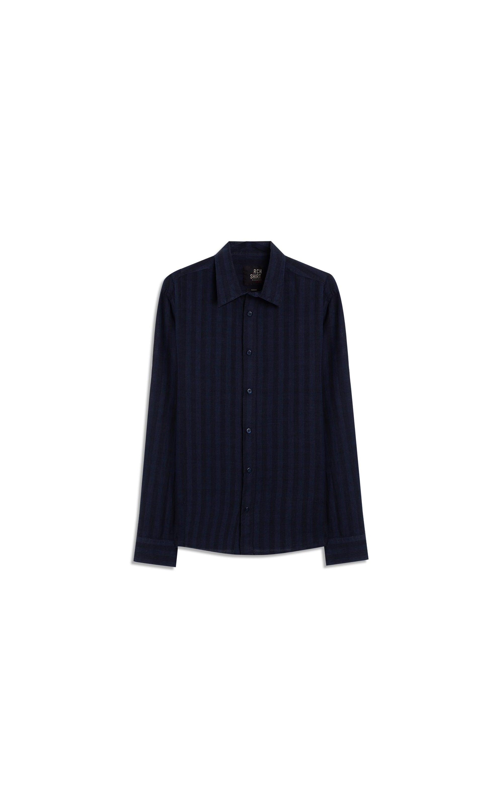 Camisa Linho Blend Listrado Clodoaldo Ml Dark Navy