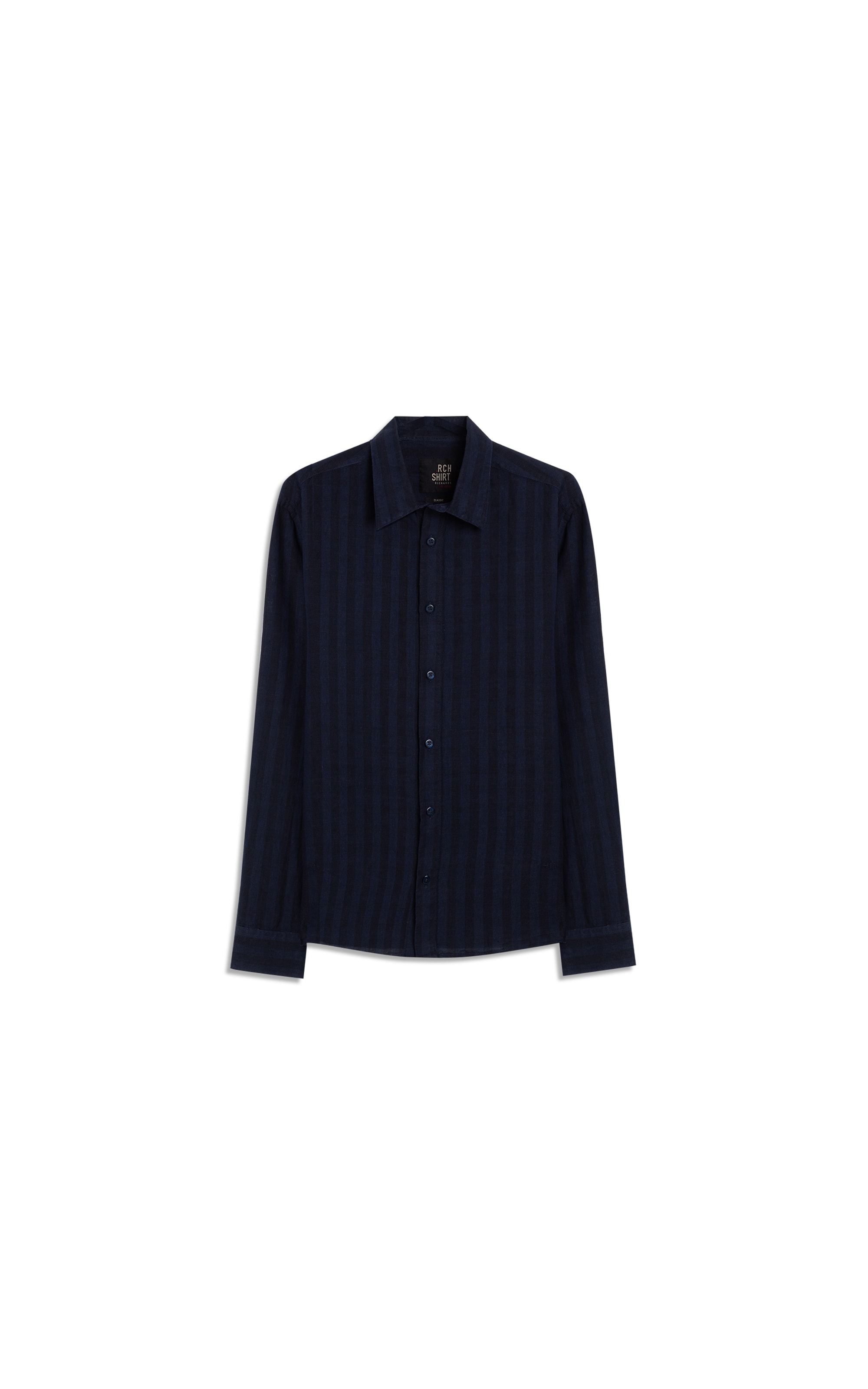 Camisa Linho Blend Listrado Clodoaldo Ml Dark Navy