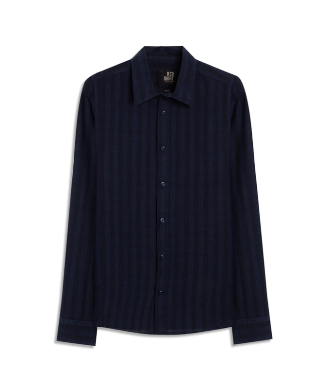Camisa Linho Blend Listrado Clodoaldo Ml Dark Navy