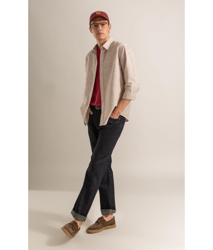 Camisa Linho Blend  Listrado Dario Ml Natural