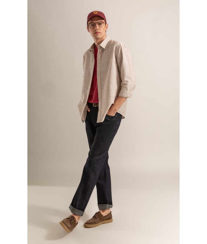 Camisa Linho Blend Listrado Dario Natural