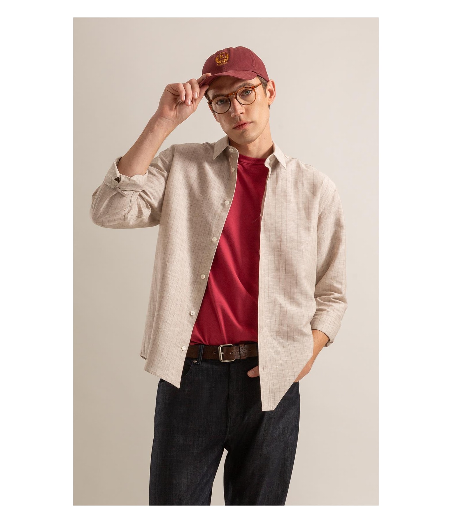 Camisa Linho Blend Listrado Dario Natural