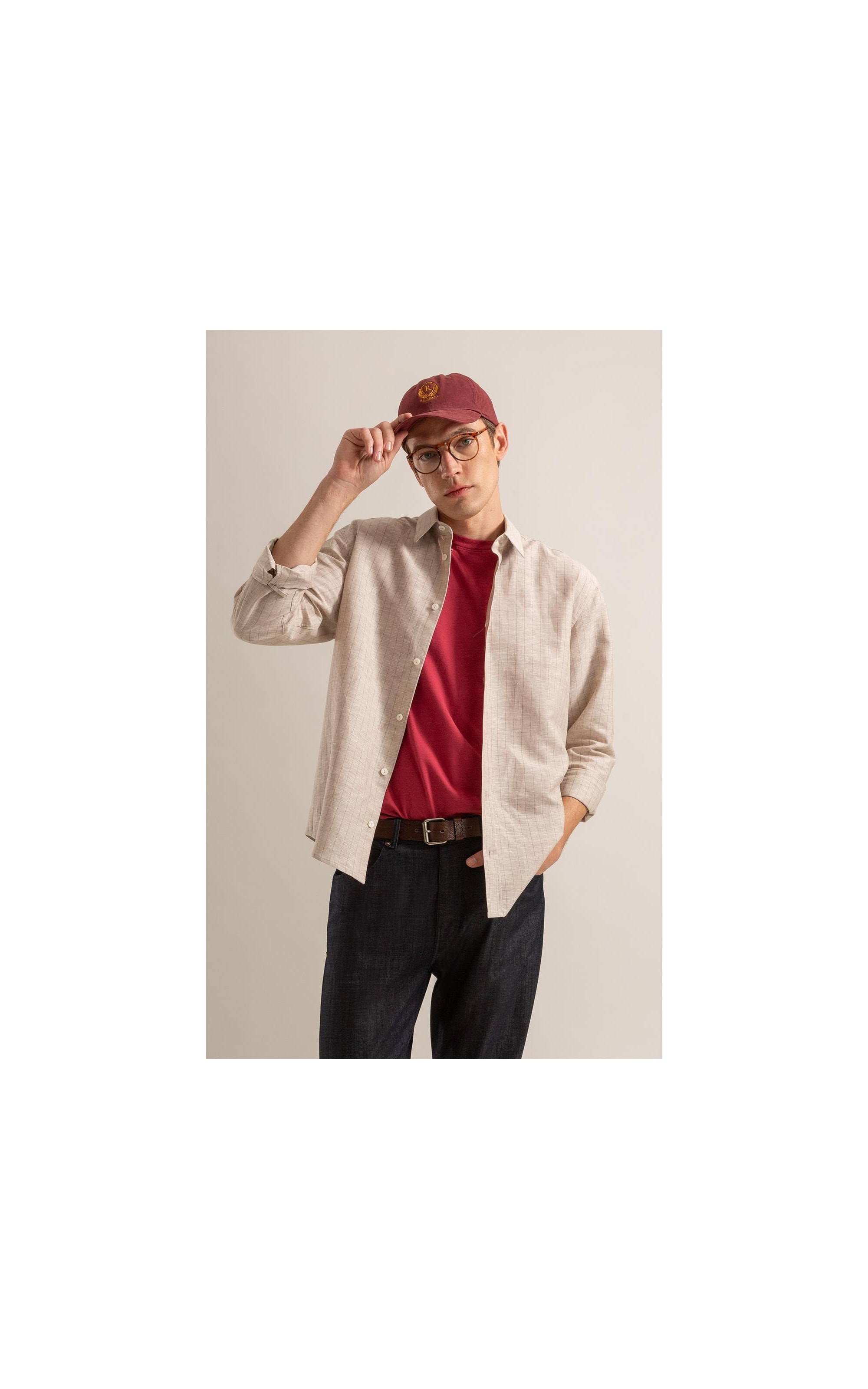 Camisa Linho Blend Listrado Dario Natural