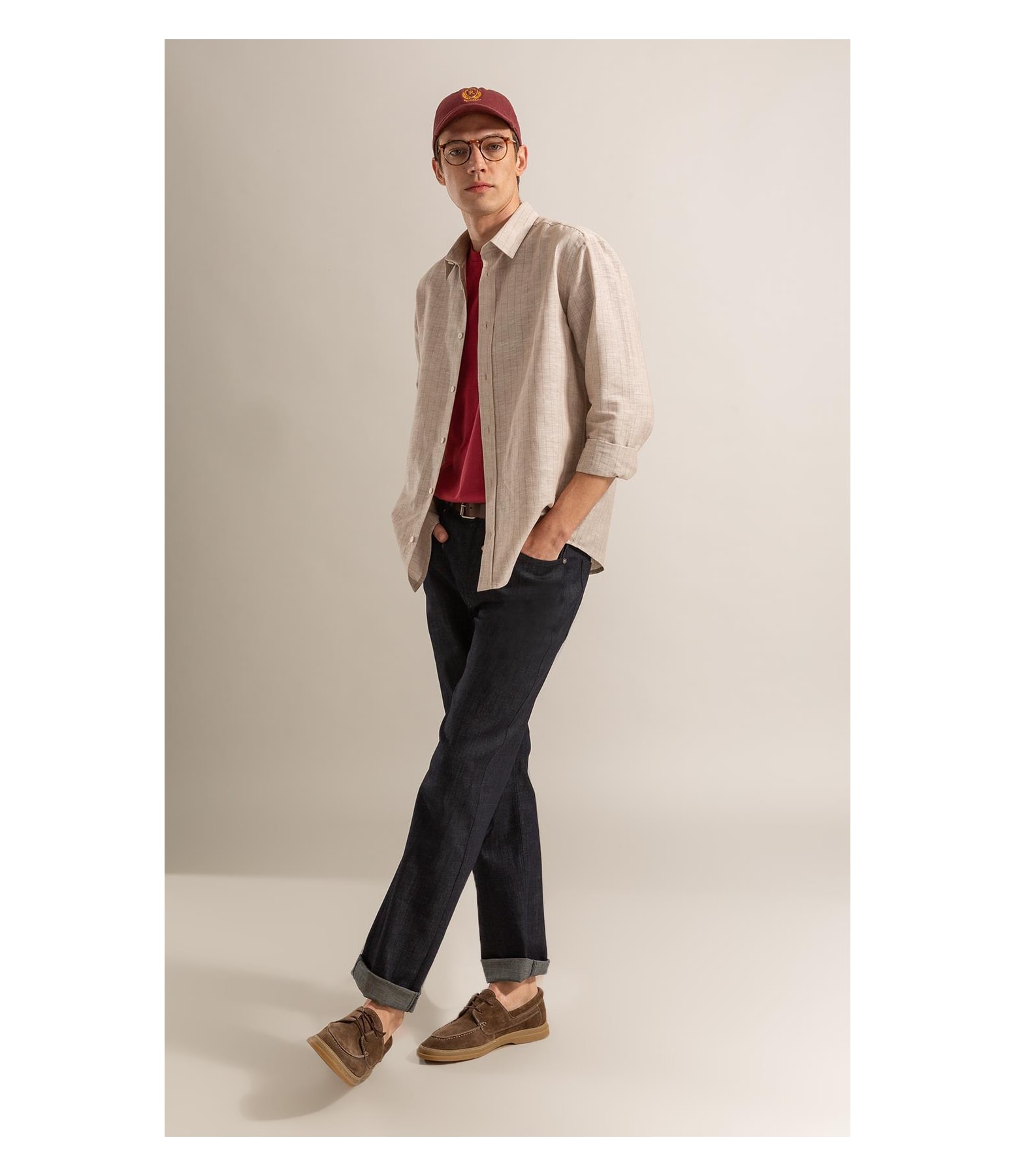 Camisa Linho Blend Listrado Dario Natural