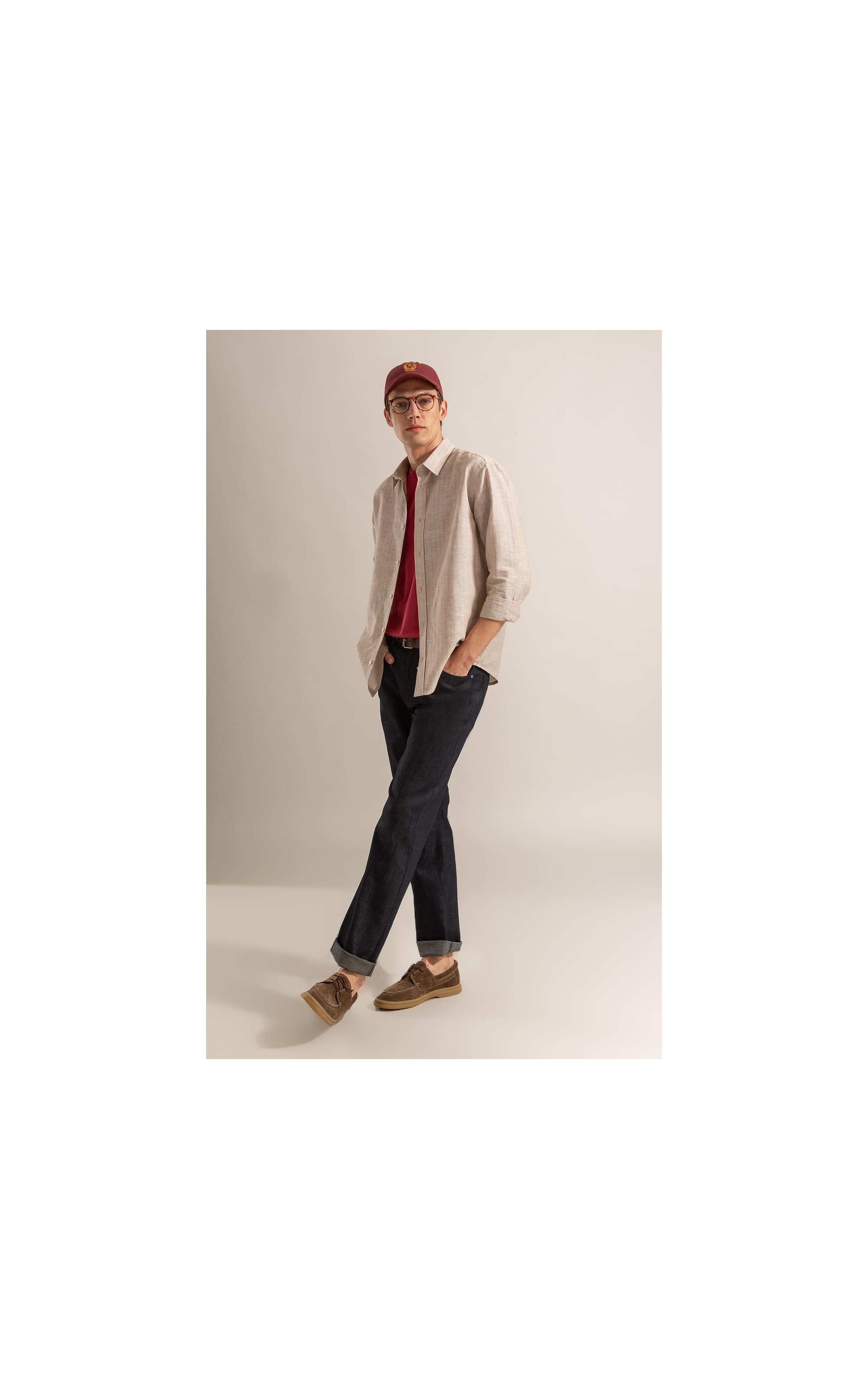 Camisa Linho Blend Listrado Dario Natural