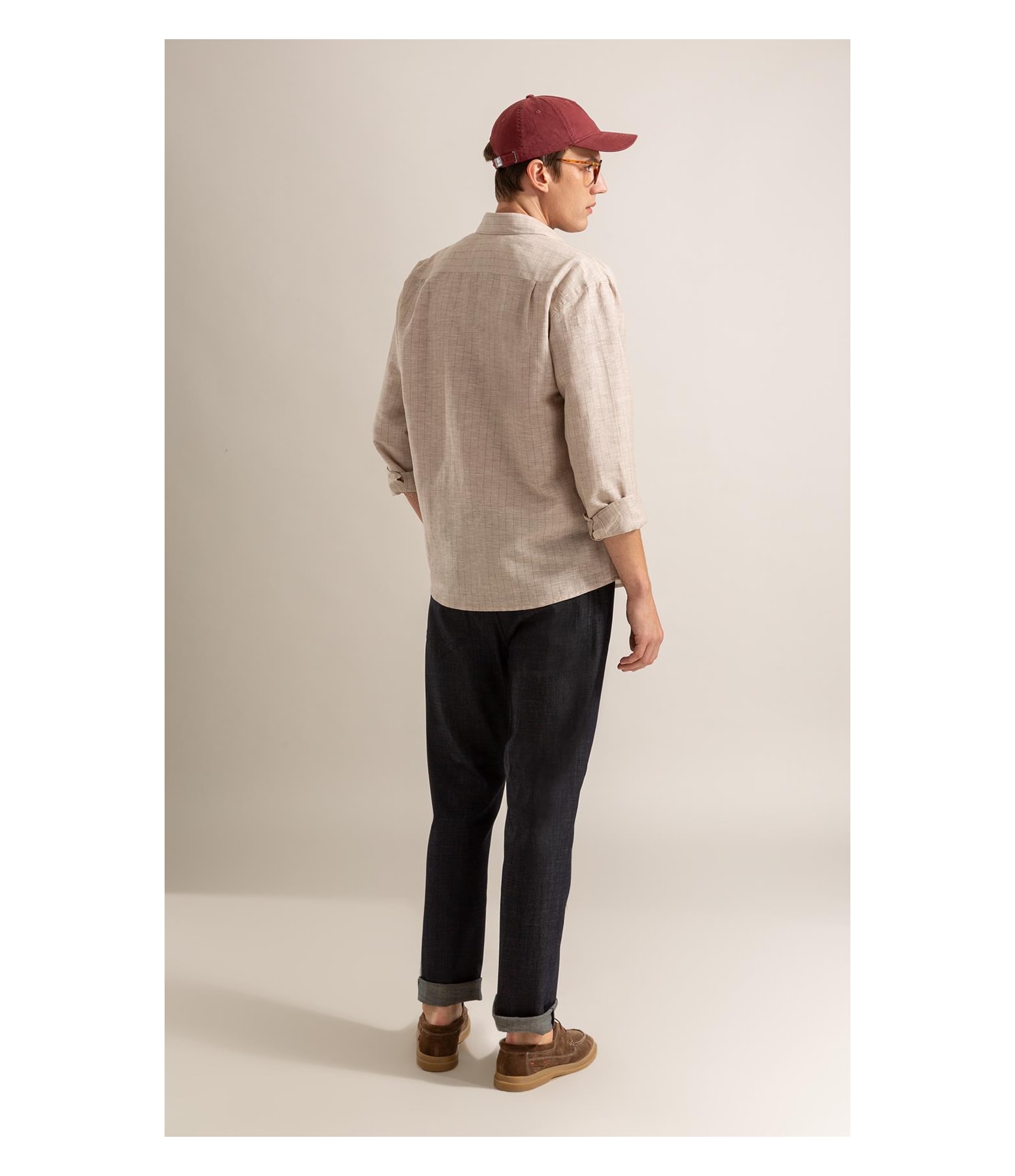 Camisa Linho Blend Listrado Dario Natural