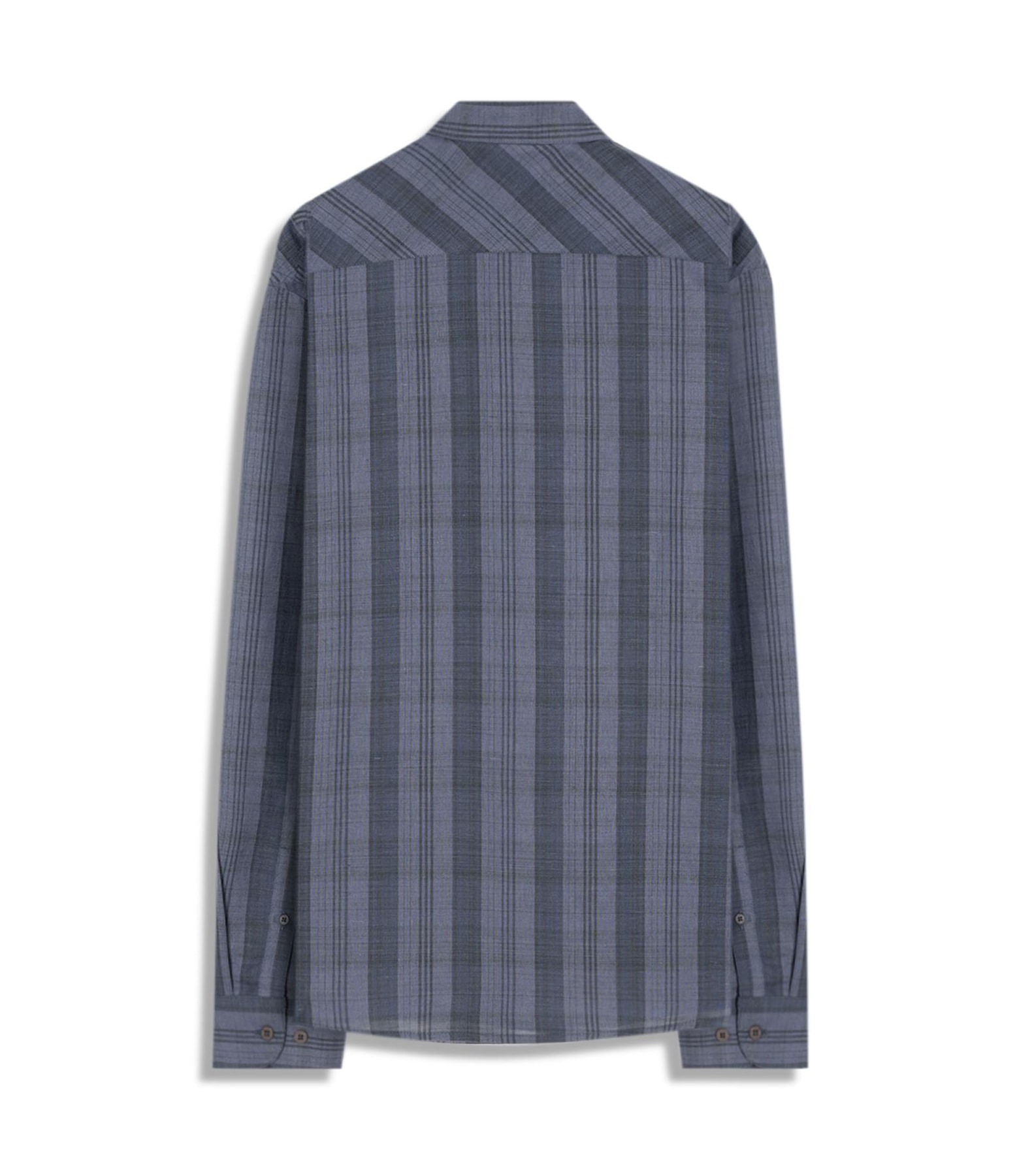 Camisa Linho Blend  Listrado Gerson Ml Azul Jeans