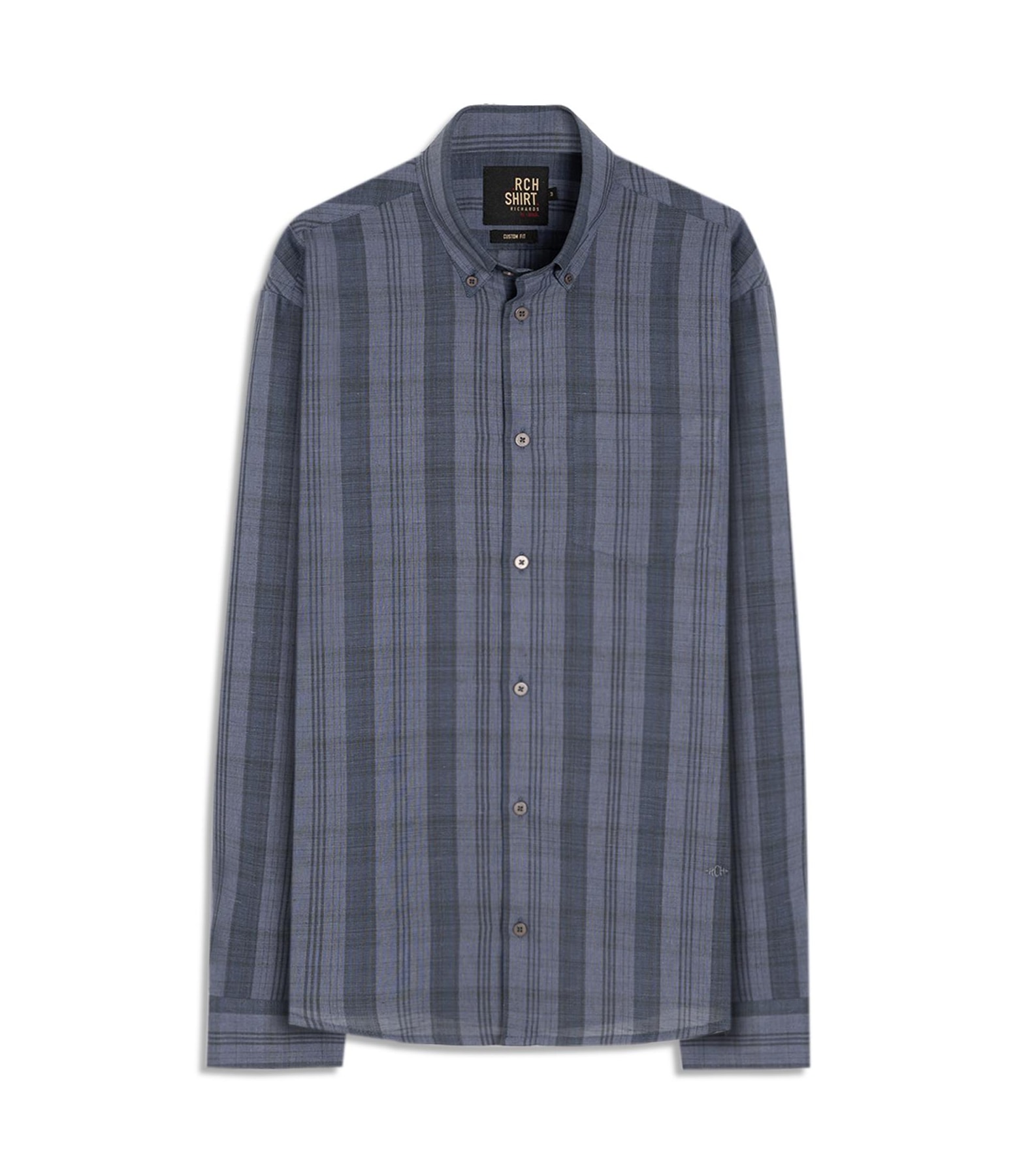 Camisa Linho Blend  Listrado Gerson Ml Azul Jeans