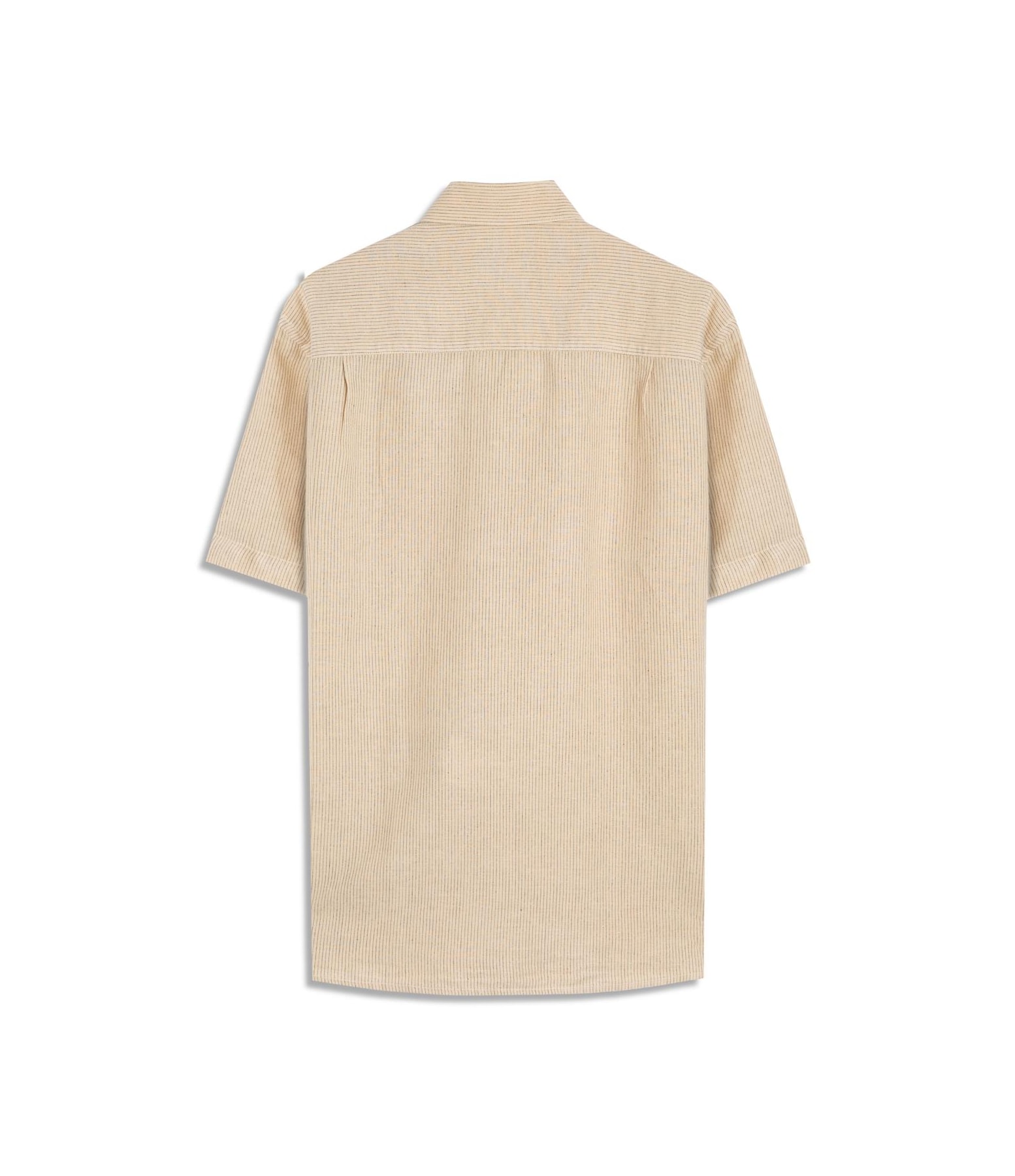 Camisa Linho Blend Listrado  Leandro Mc Amarelo Claro