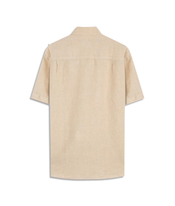 Camisa Linho Blend Listrado  Leandro Mc Amarelo Claro