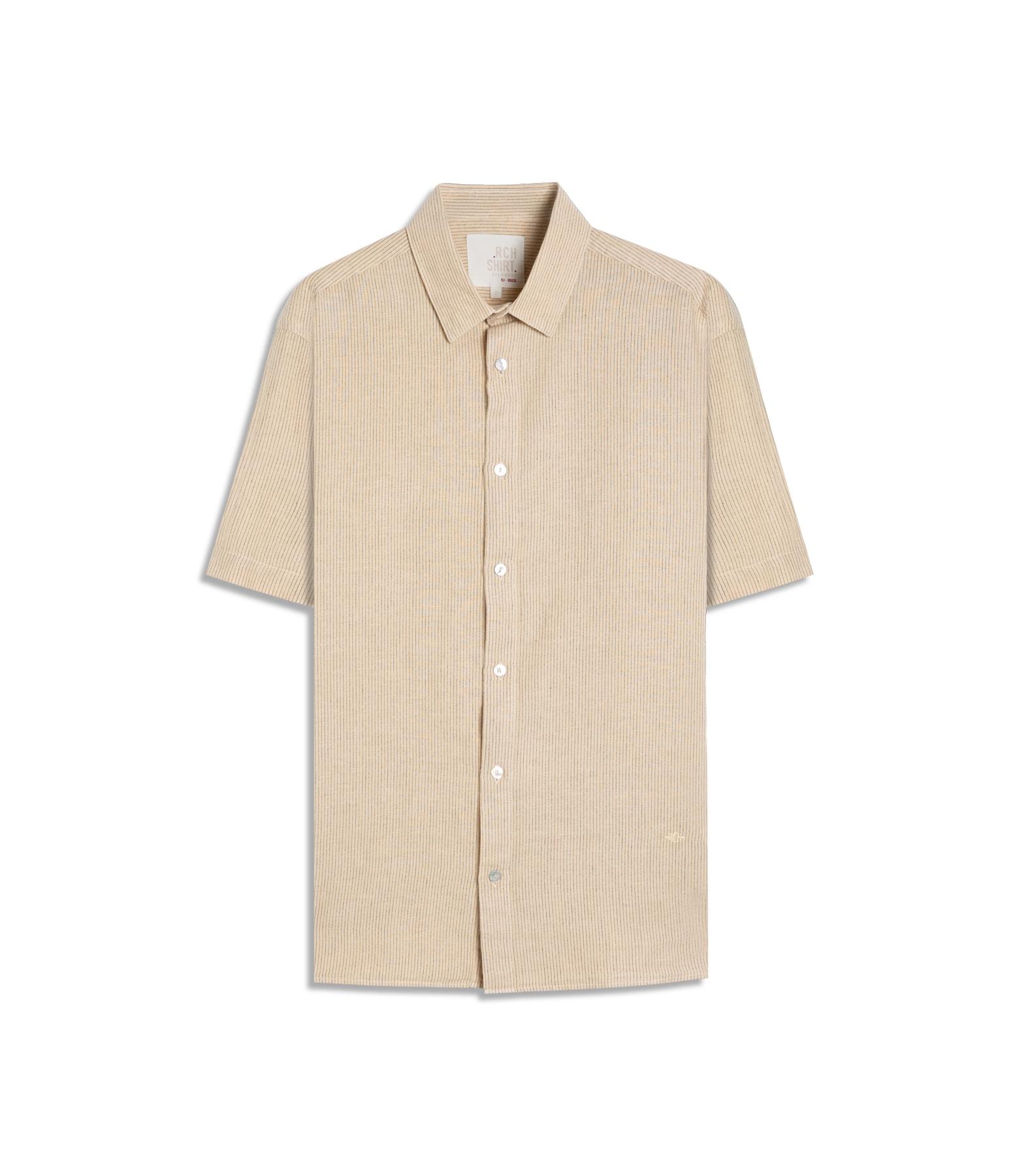 Camisa Linho Blend Listrado  Leandro Mc Amarelo Claro