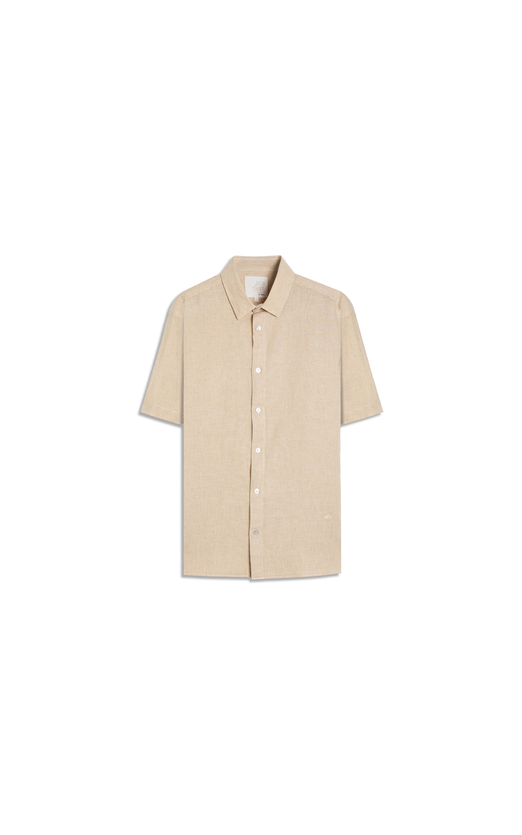 Camisa Linho Blend Listrado  Leandro Mc Amarelo Claro