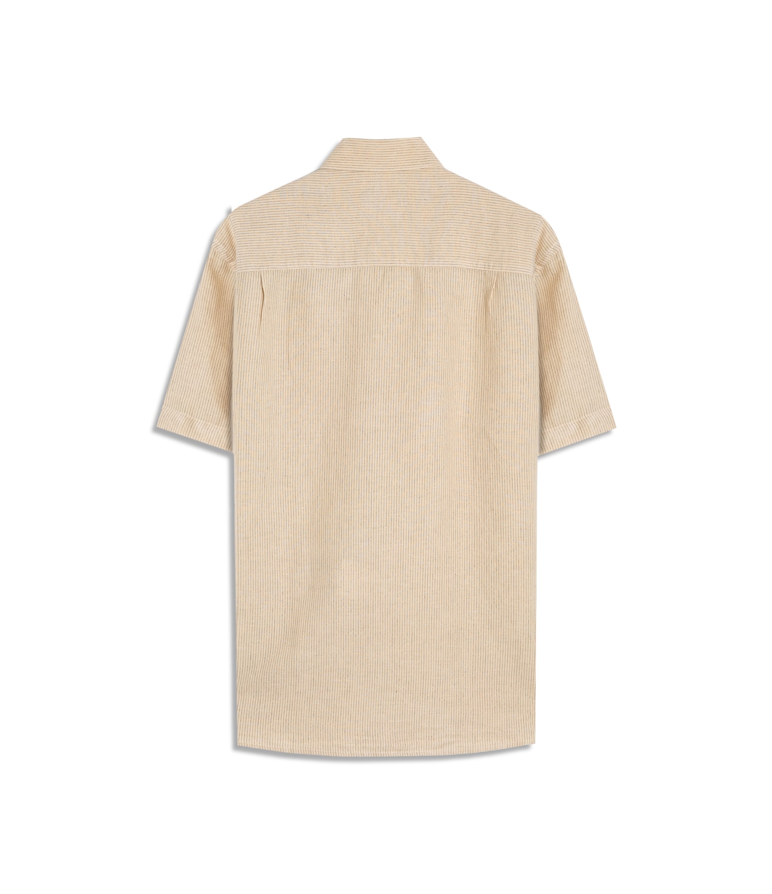 Camisa Linho Blend Listrado  Leandro Mc Amarelo Claro