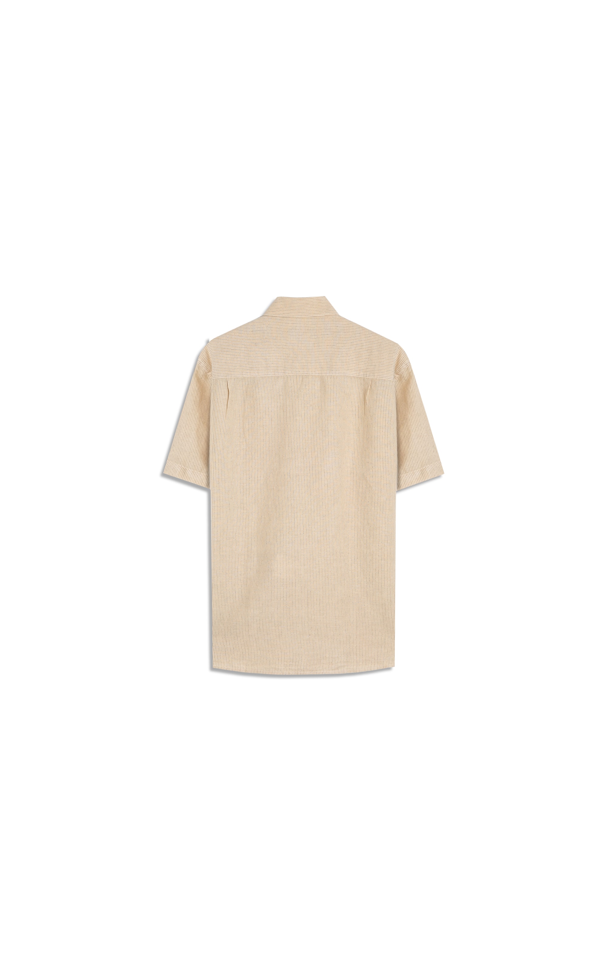 Camisa Linho Blend Listrado  Leandro Mc Amarelo Claro