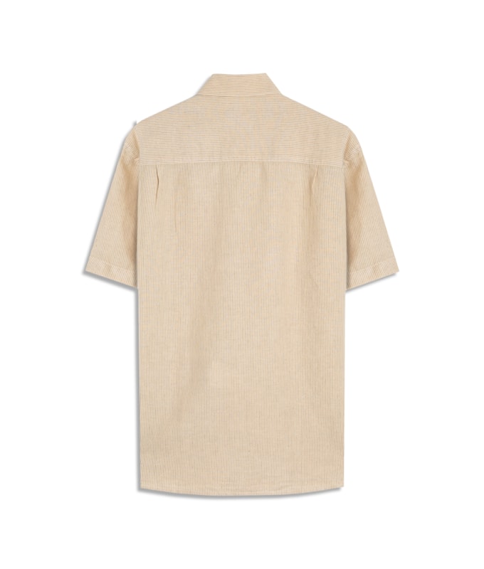 Camisa Linho Blend Listrado  Leandro Mc Amarelo Claro