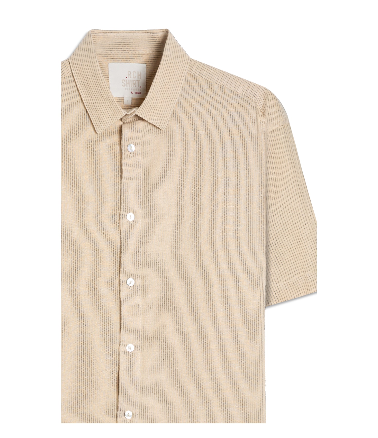 Camisa Linho Blend Listrado  Leandro Mc Amarelo Claro