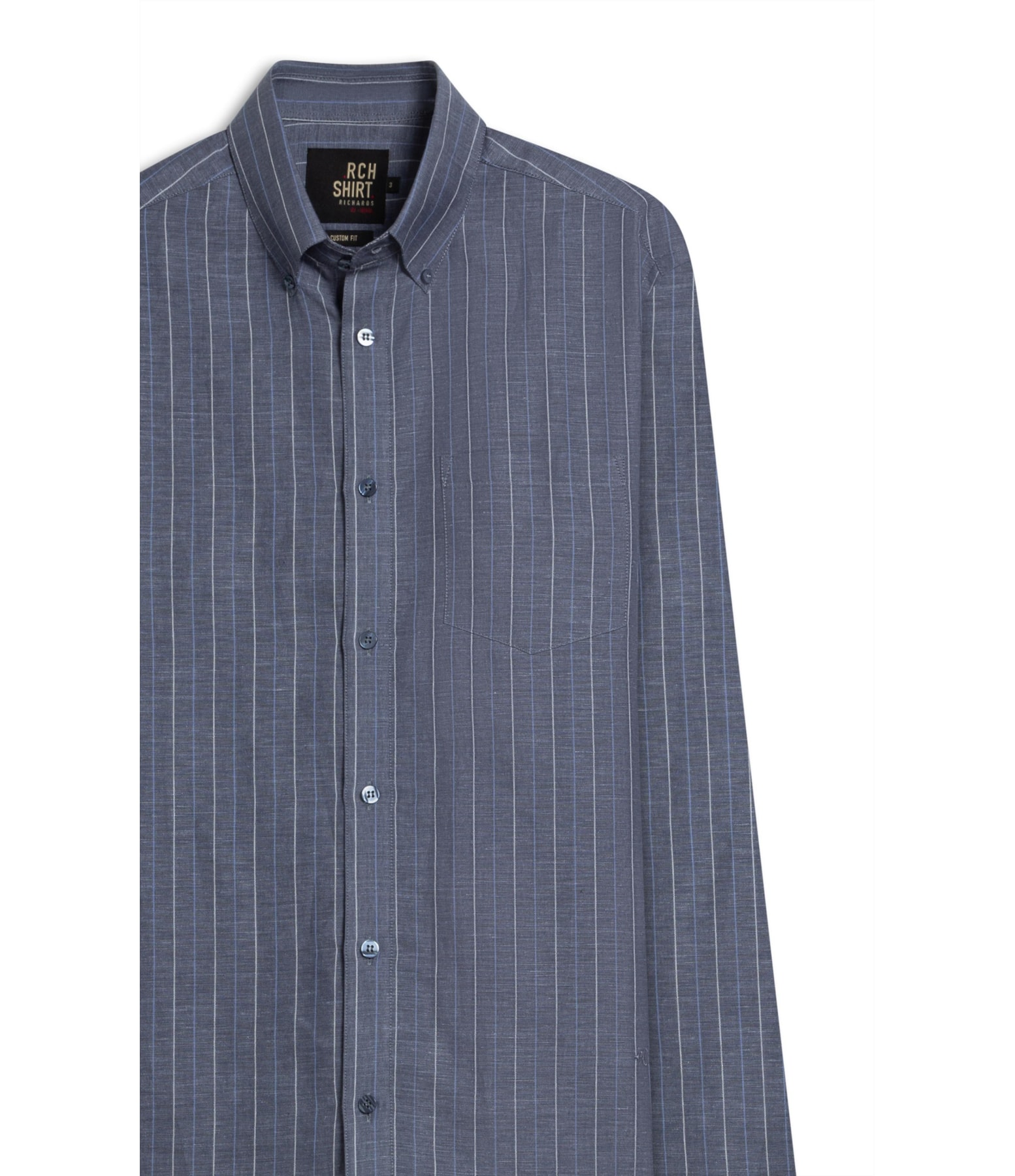 Camisa Linho Blend Listrado  Leandro Ml Purple Blue