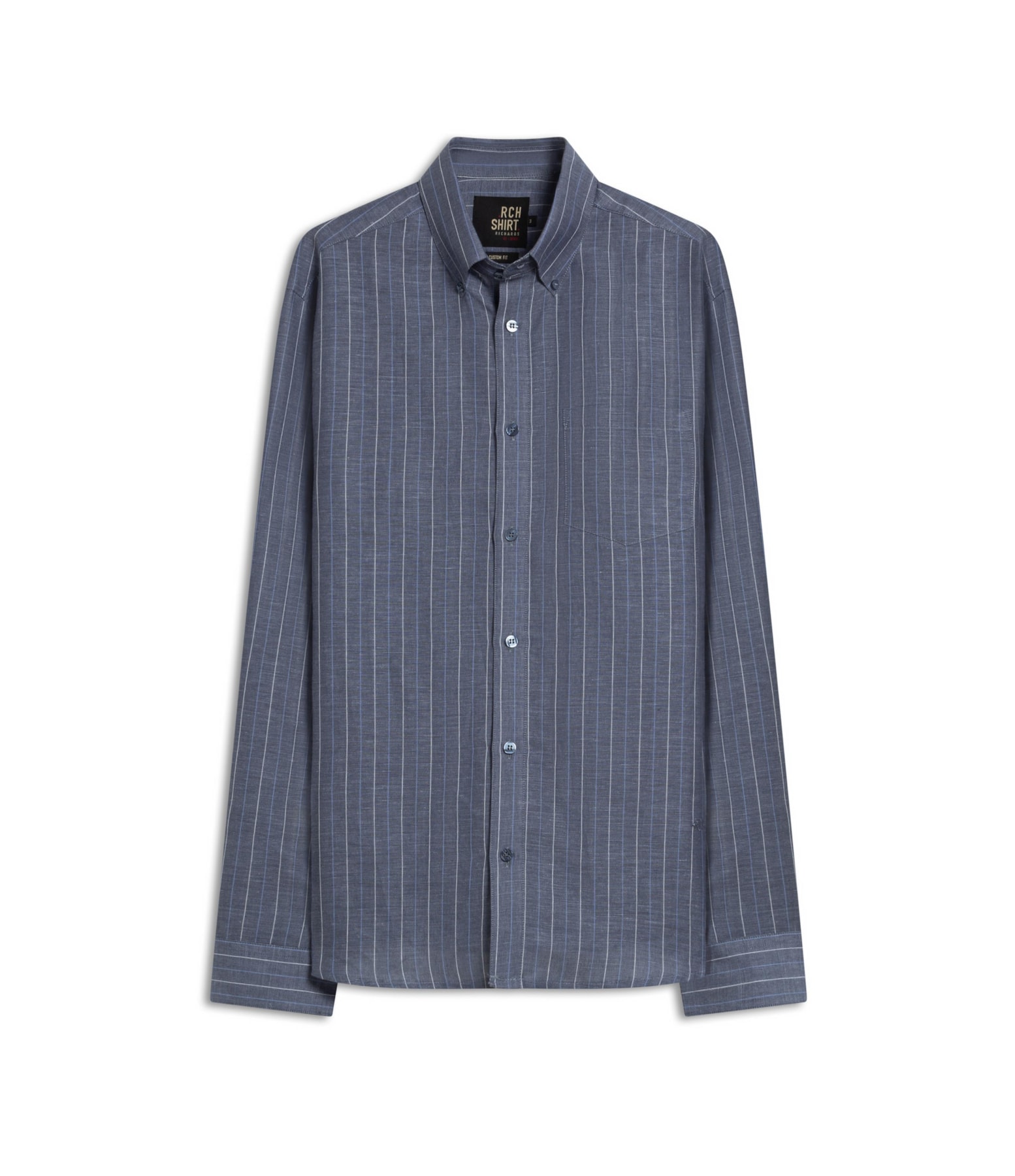 Camisa Linho Blend Listrado  Leandro Ml Purple Blue