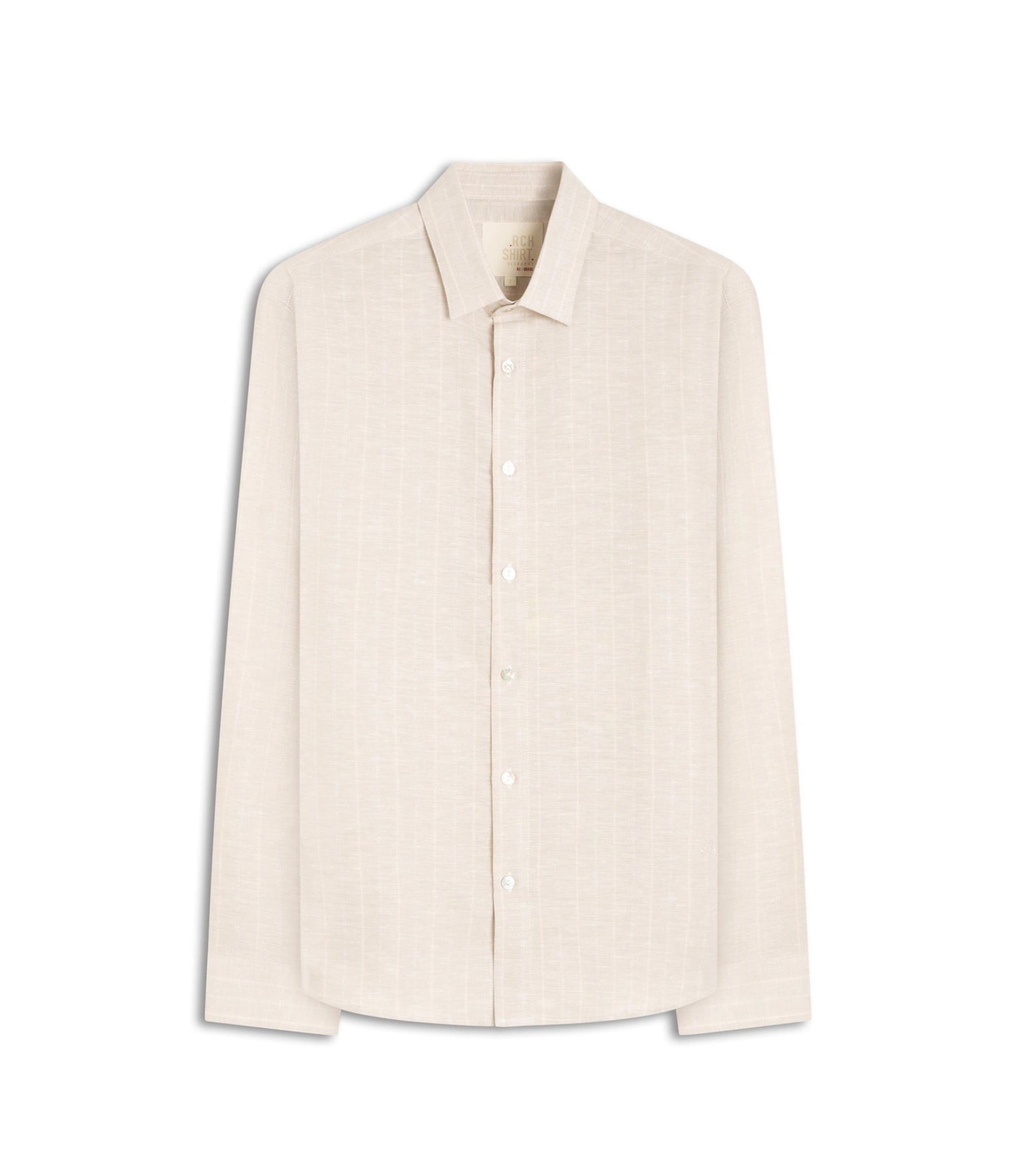 Camisa Linho Blend Listrado Marcelo Ml Cinza Claro