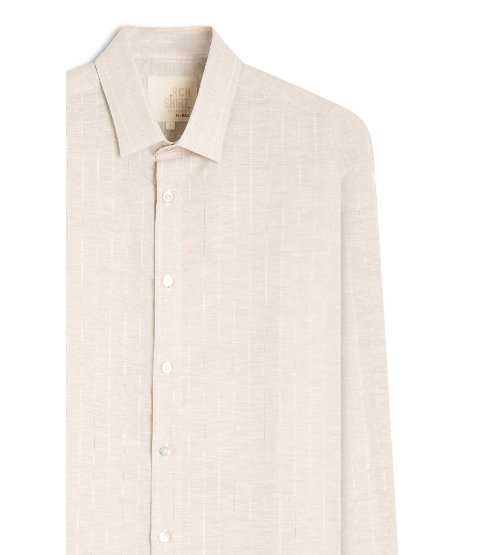 Camisa Linho Blend Listrado Marcelo Ml Cinza Claro