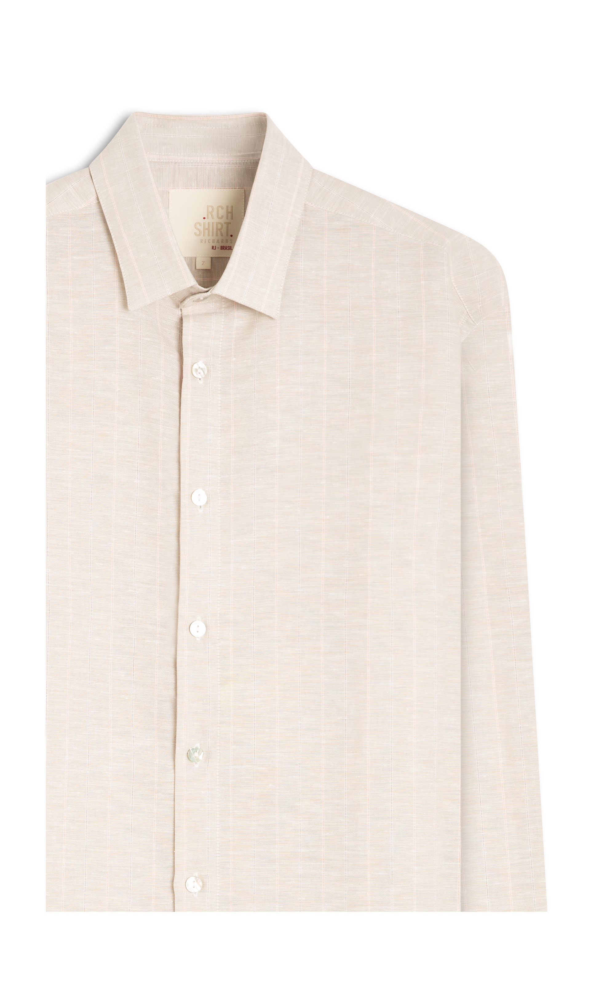 Camisa Linho Blend Listrado Marcelo Ml Cinza Claro