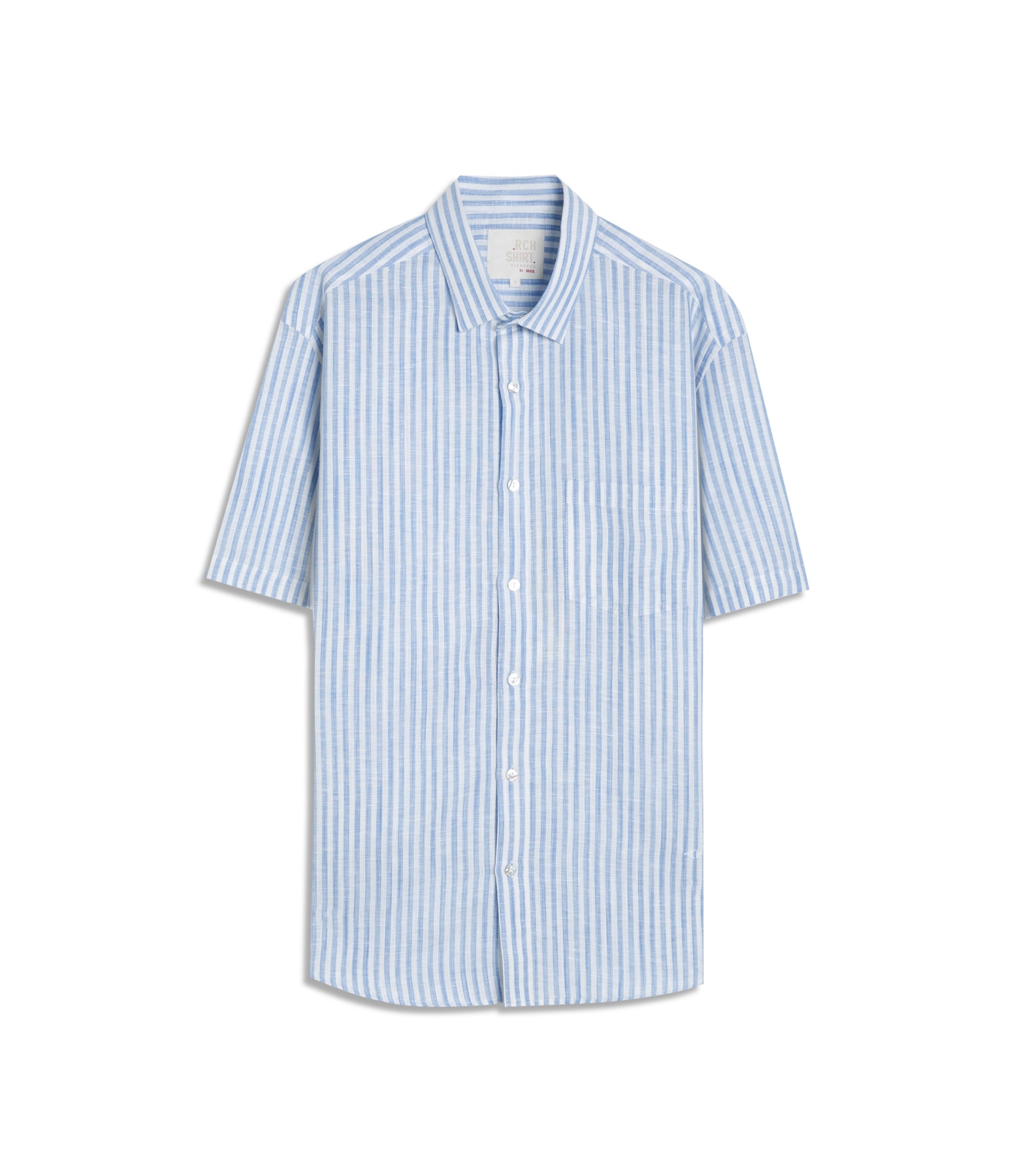 Camisa Linho Blend Listrado Ricardo Mc Azul Bic