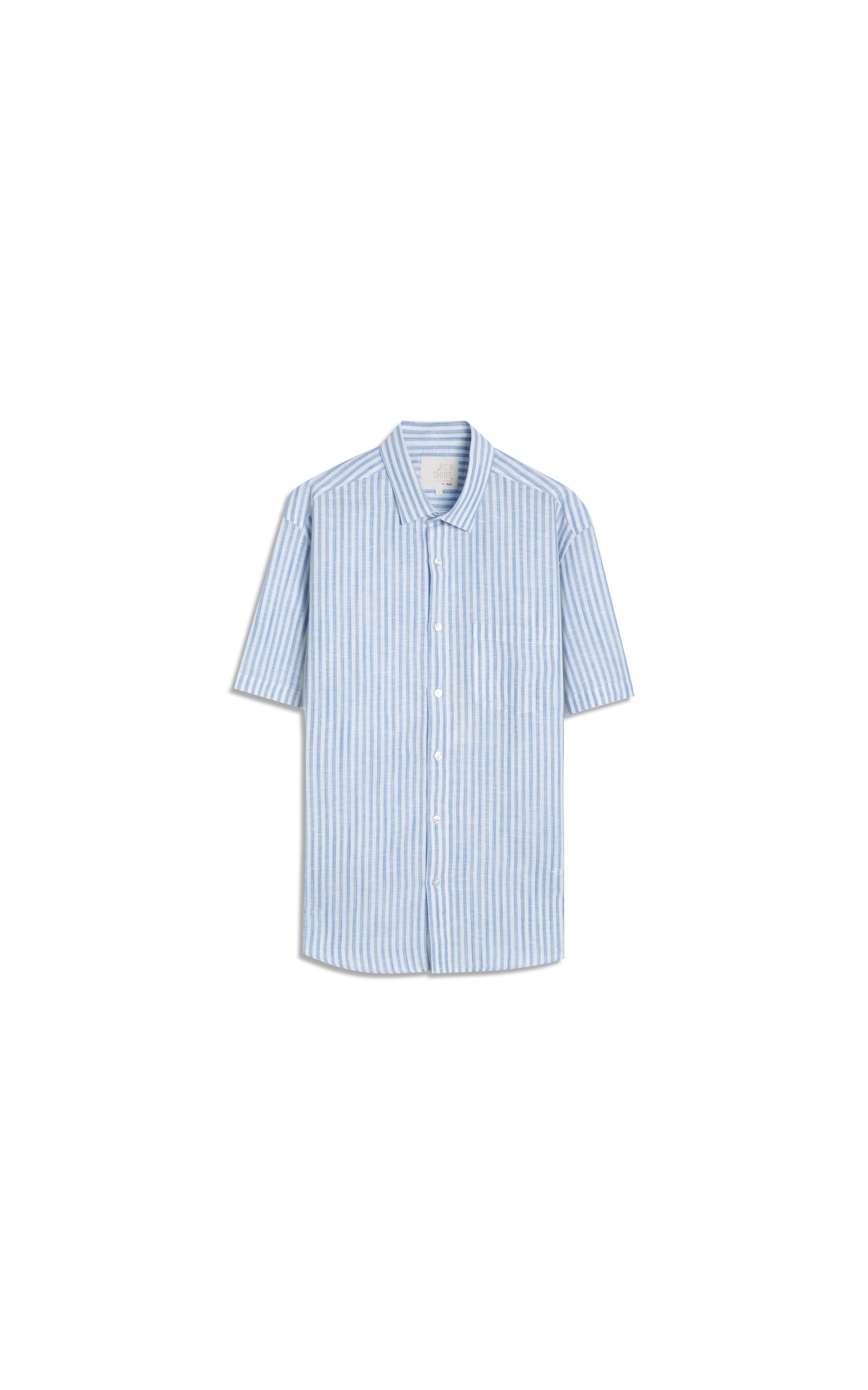 Camisa Linho Blend Listrado Ricardo Mc Azul Bic