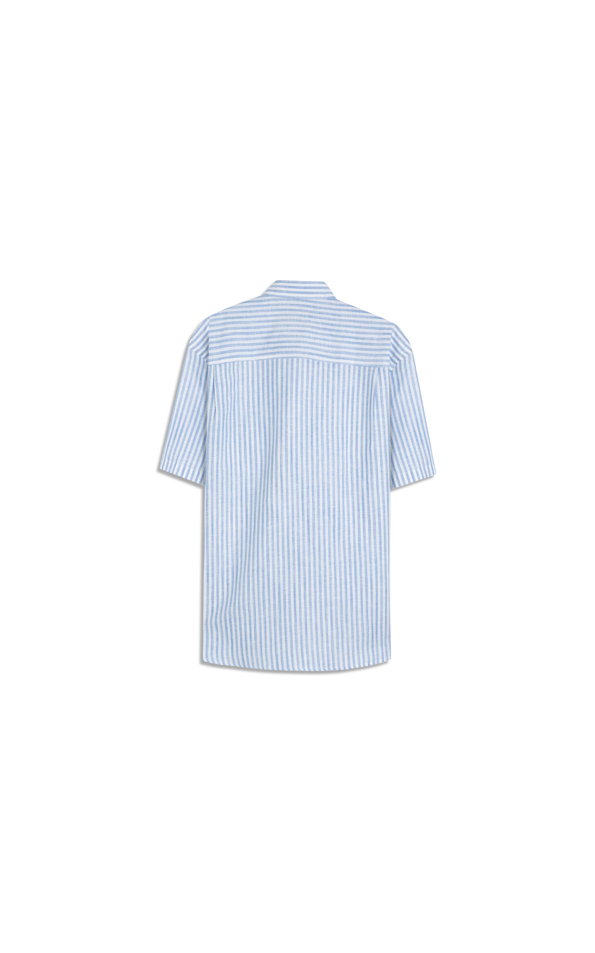 Camisa Linho Blend Listrado Ricardo Mc Azul Bic