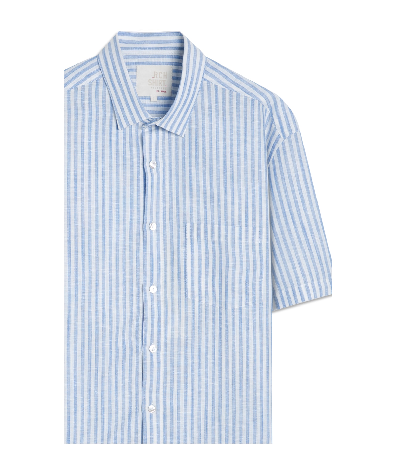 Camisa Linho Blend Listrado Ricardo Mc Azul Bic