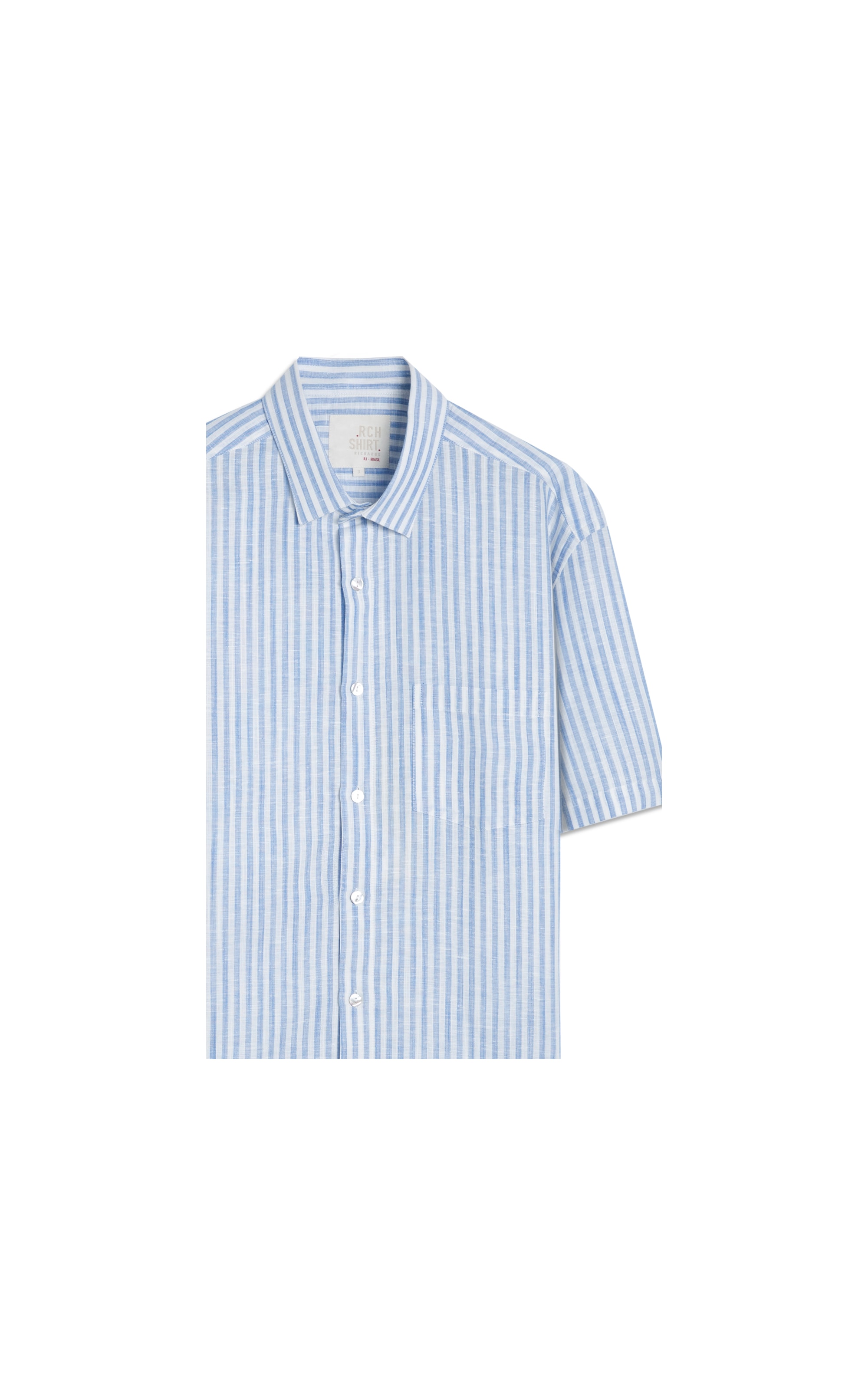 Camisa Linho Blend Listrado Ricardo Mc Azul Bic
