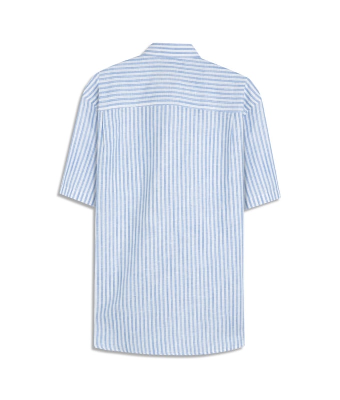 Camisa Linho Blend Listrado Ricardo Mc Azul Bic