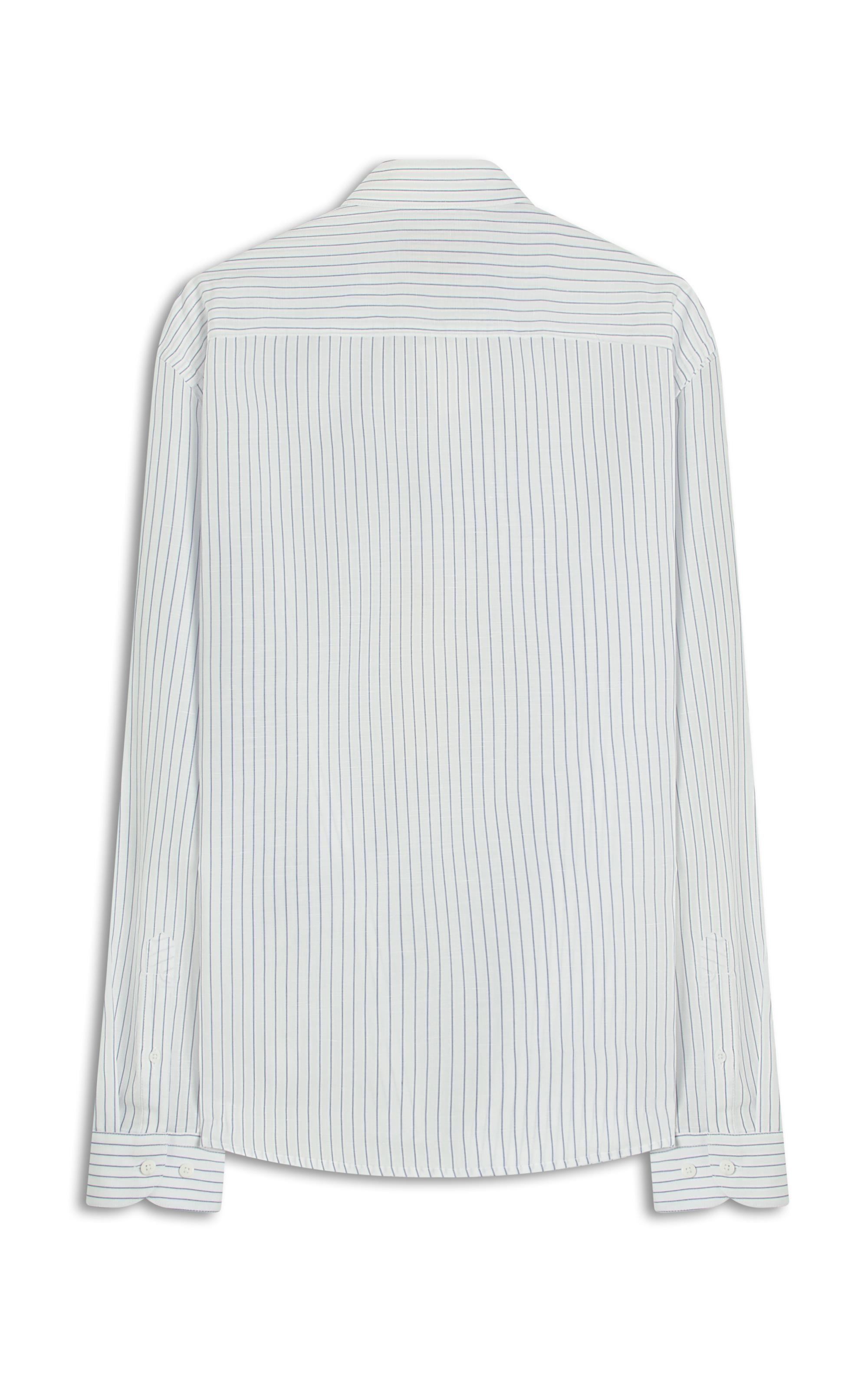 Camisa Linho Blend Listrado Theo Azul Bic