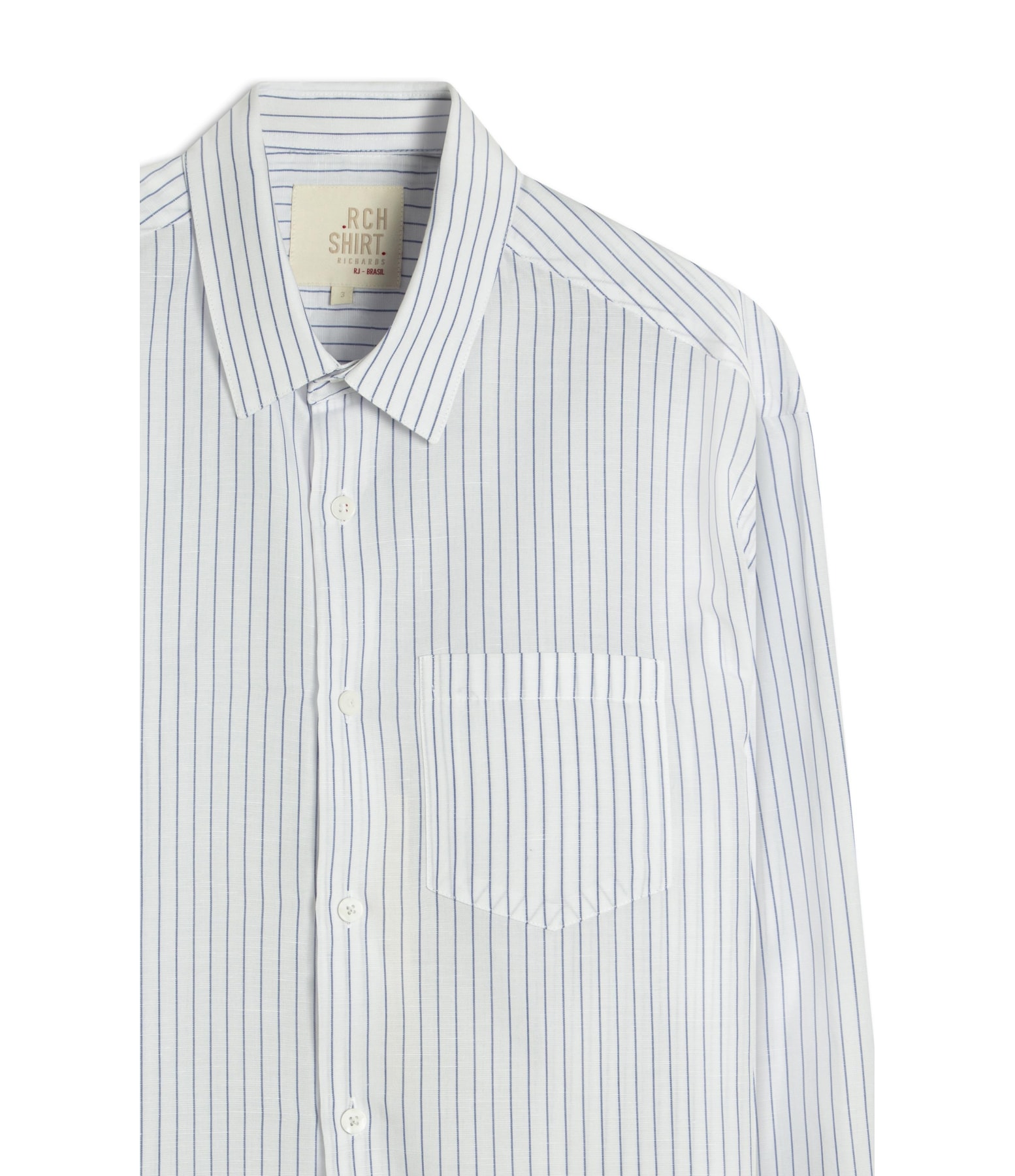 Camisa Linho Blend Listrado Theo Azul Bic