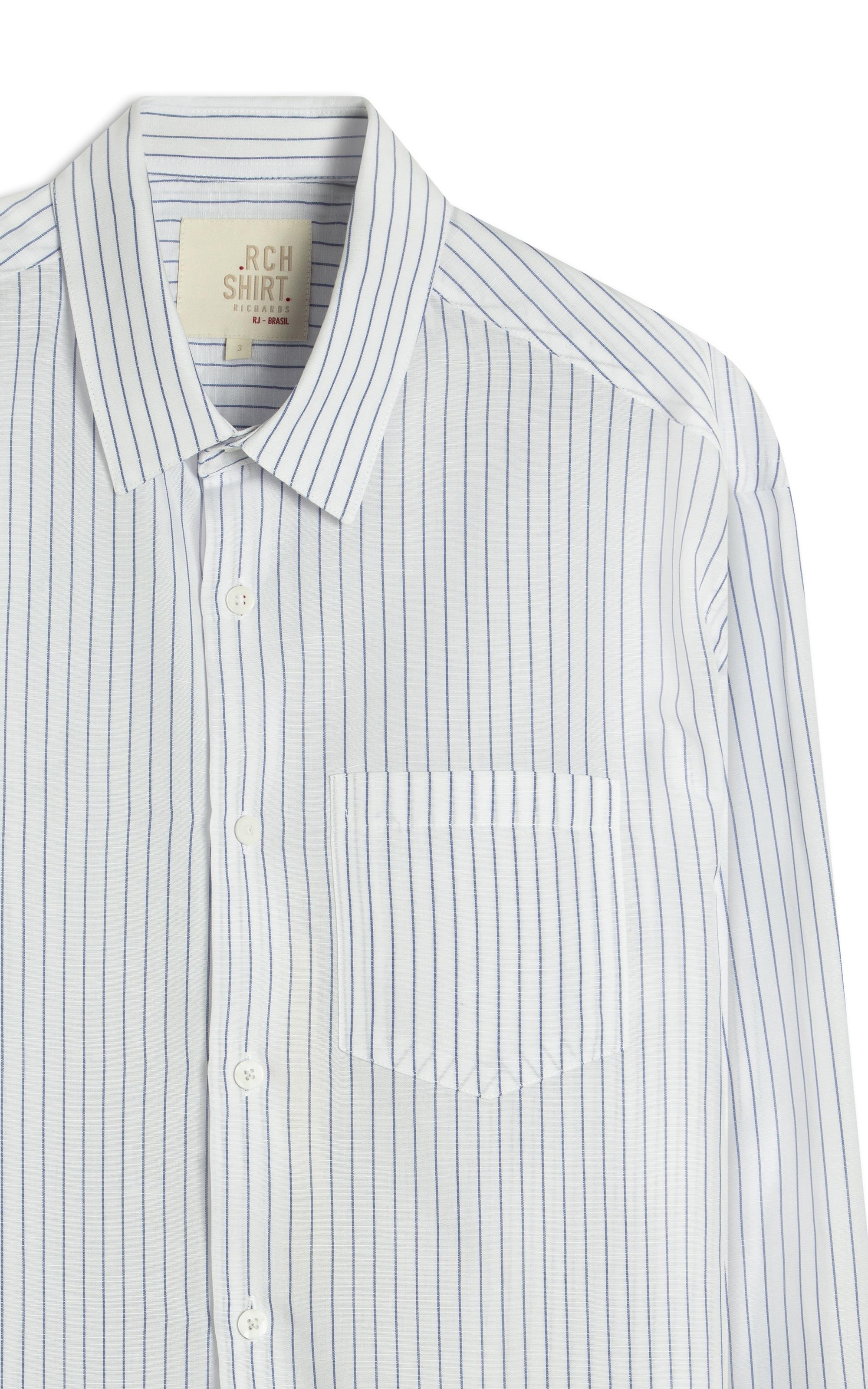 Camisa Linho Blend Listrado Theo Azul Bic
